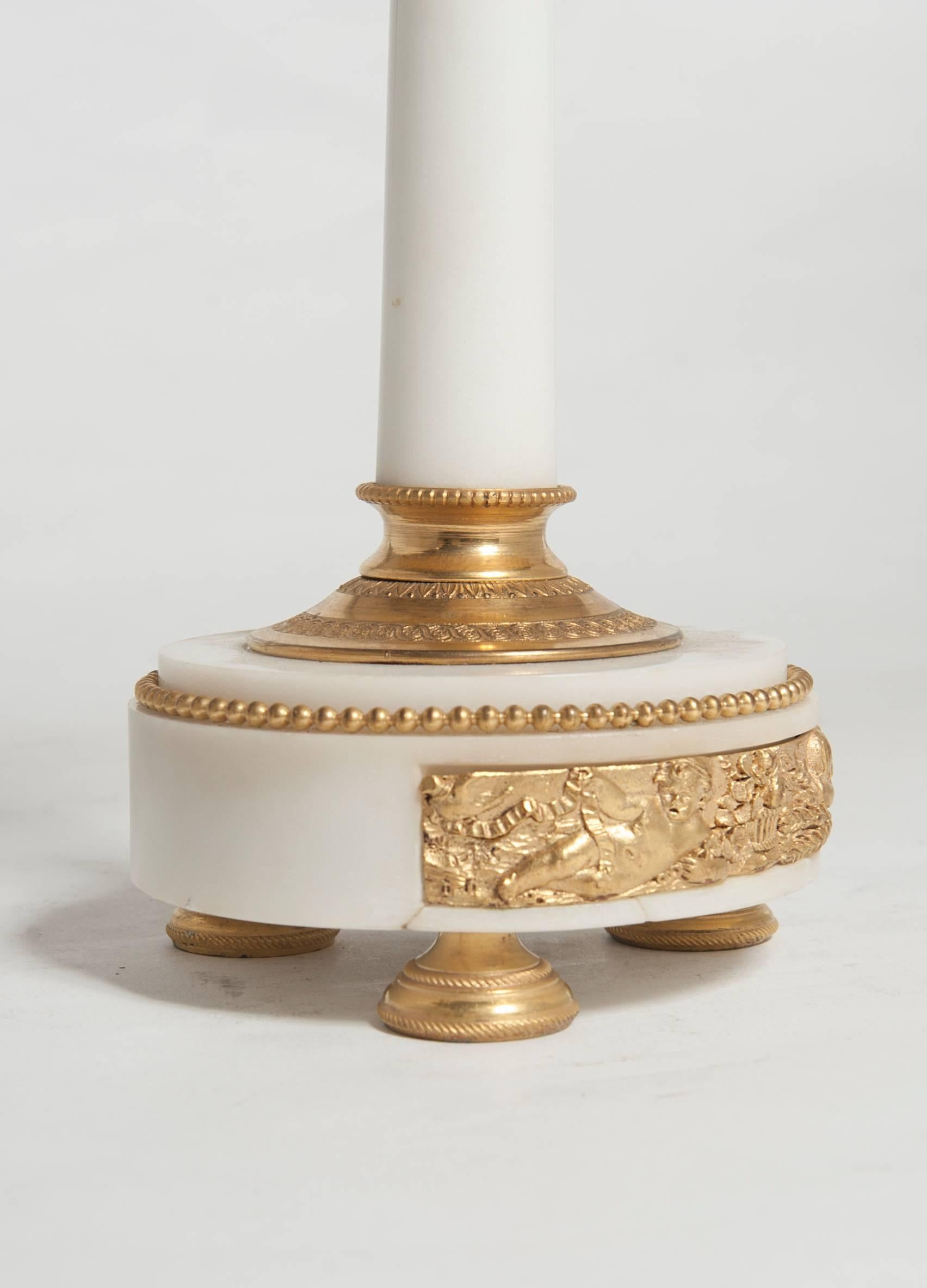French Nice Pair of Decorative 19th Century Louis XVI Inspired Candlesticks, circa 1860 For Sale