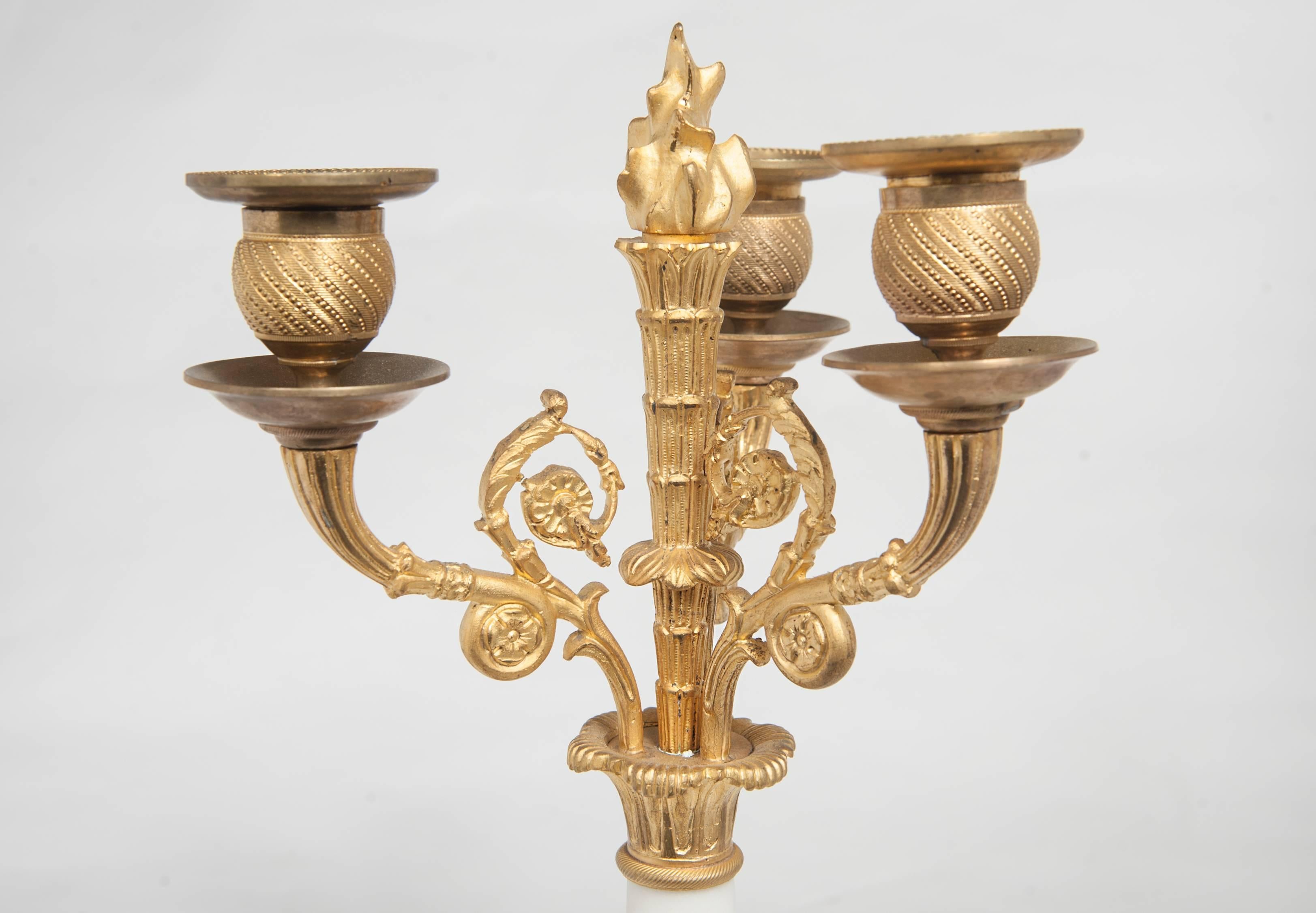 Marble Nice Pair of Decorative 19th Century Louis XVI Inspired Candlesticks, circa 1860 For Sale