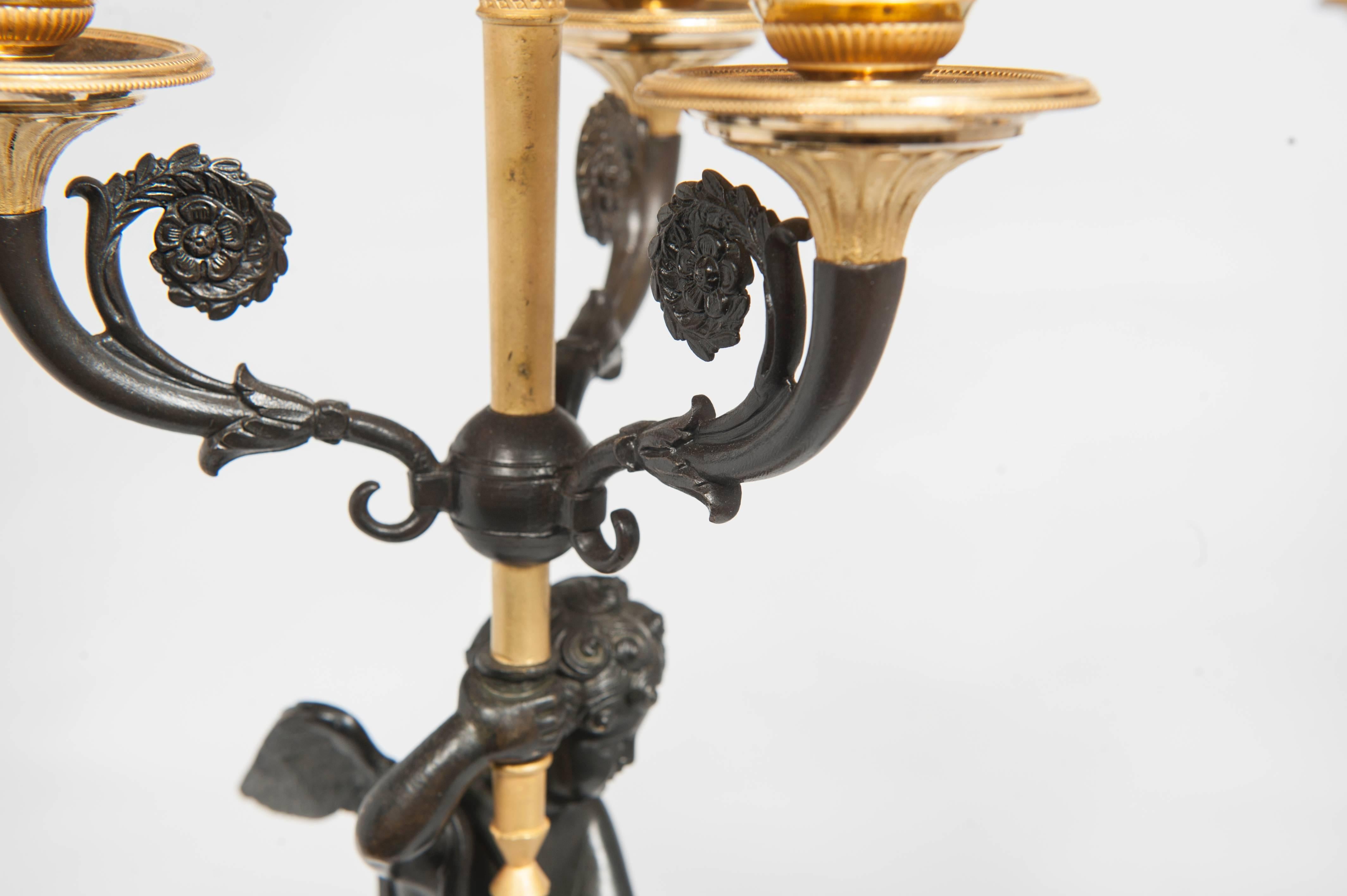 French Great Pair of Empire/Charles X Candleholders, circa 1830 For Sale