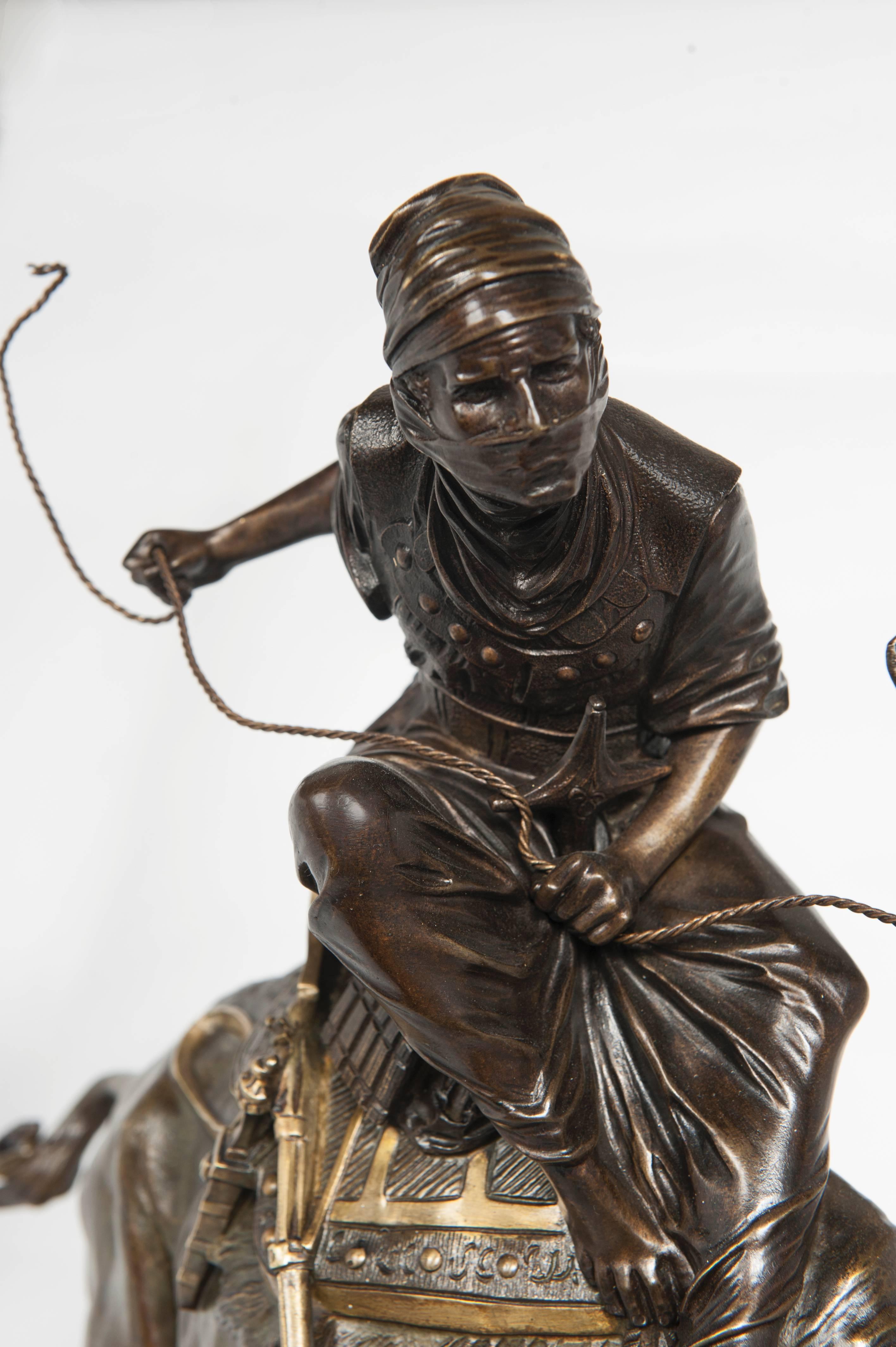 Beautiful Rare Well Patinated Bronze of an Arab on the Dromadaire, circa 1880 For Sale 2