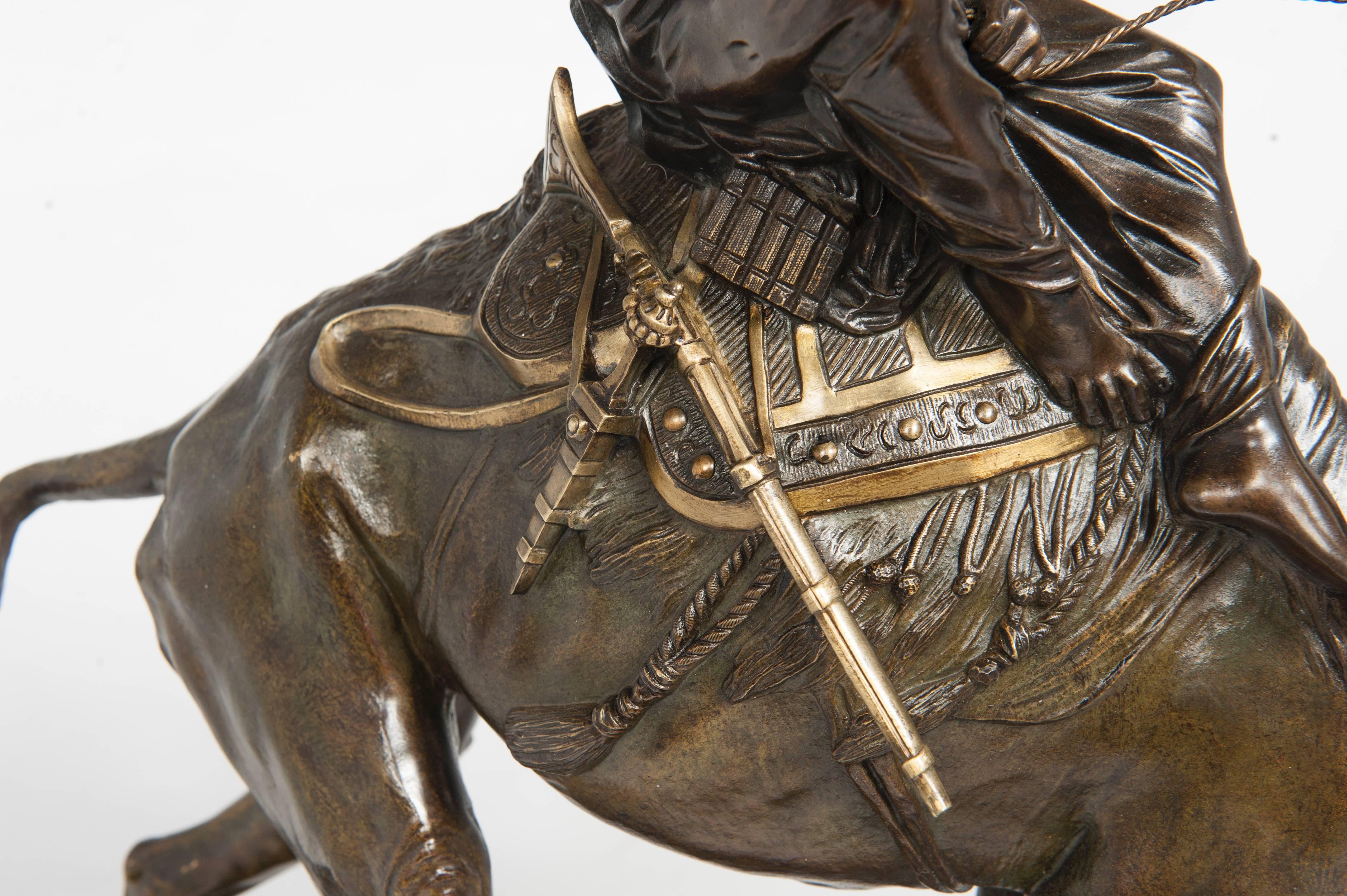 Beautiful Rare Well Patinated Bronze of an Arab on the Dromadaire, circa 1880 For Sale 3