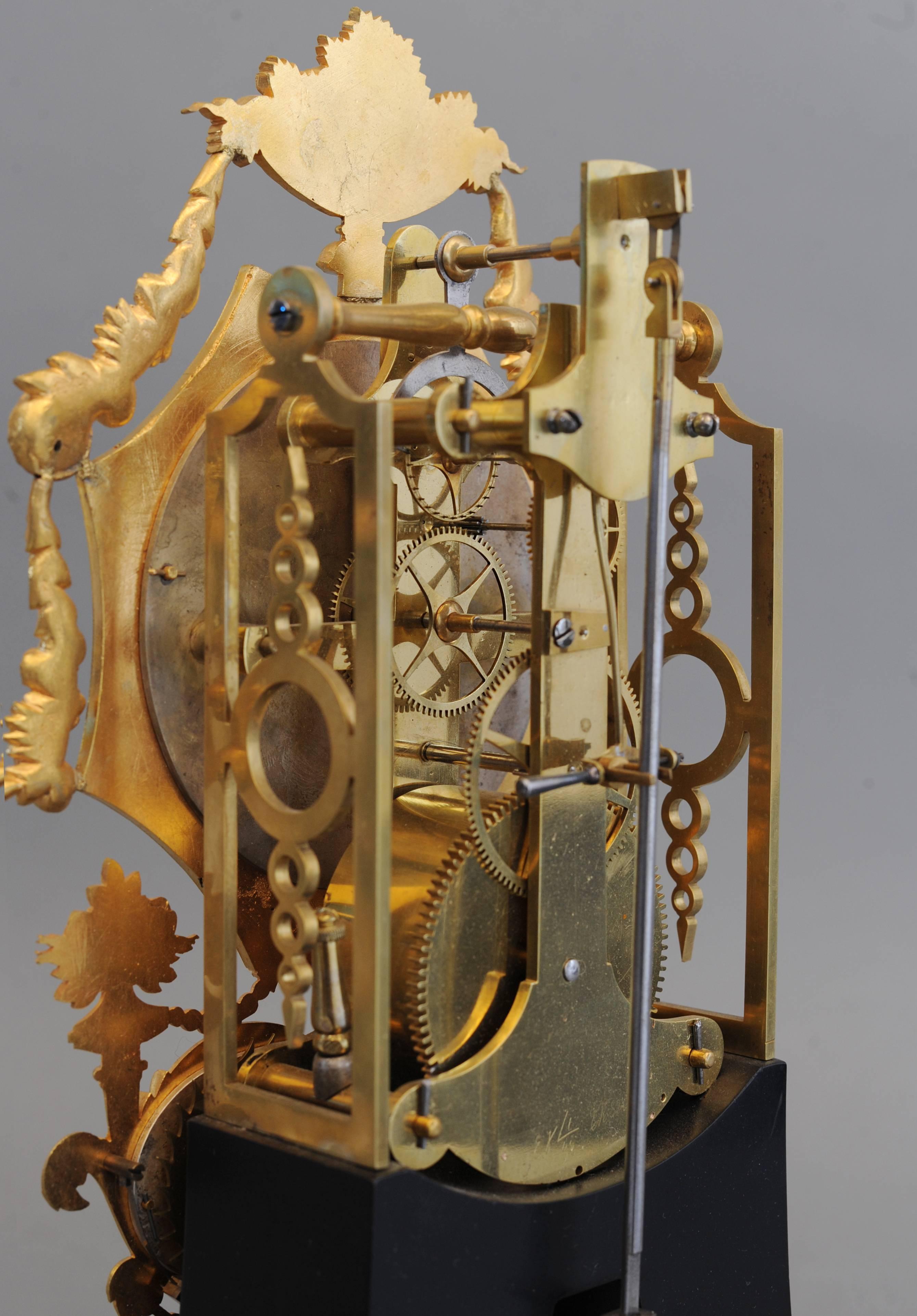 Very Nice and Interesting Four Dial Louis Philippe French Skeleton Clock, 1840 In Good Condition For Sale In Amsterdam, Noord Holland