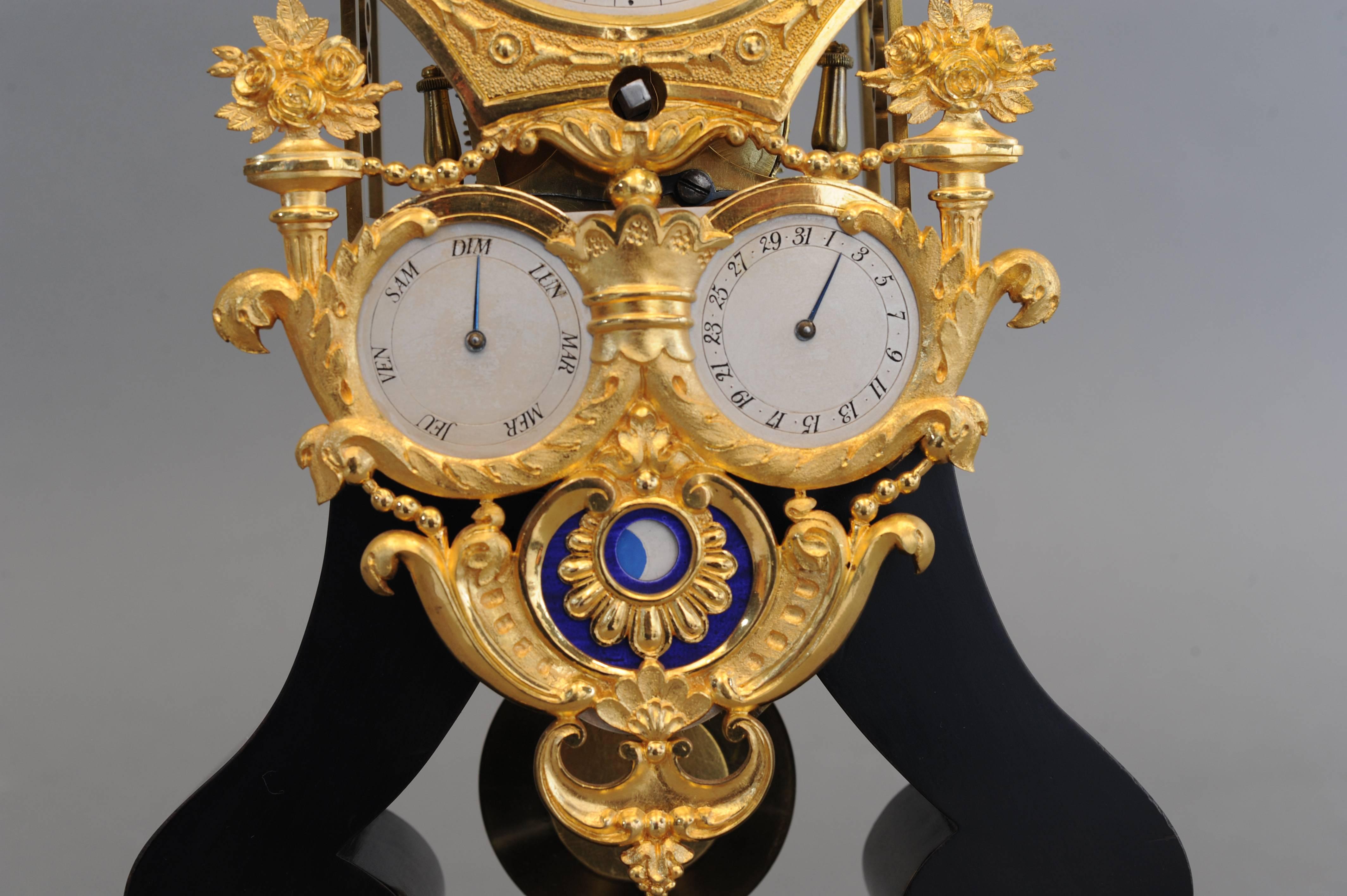 Very Nice and Interesting Four Dial Louis Philippe French Skeleton Clock, 1840 For Sale 2