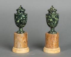 Fine Pair of Mounted, Green Porphyry Marble Urns, circa 1830, Grand Tour
