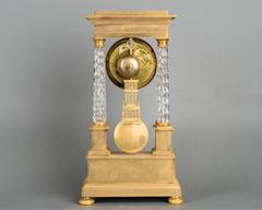 Attractive Charles X Ormolu and Crystal Portico Striking Eight-Day Mantel Clock