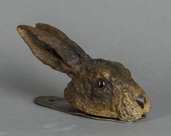 Extremely Rare Hare Head Wall Clip of a Vienna Bronze, circa 1900