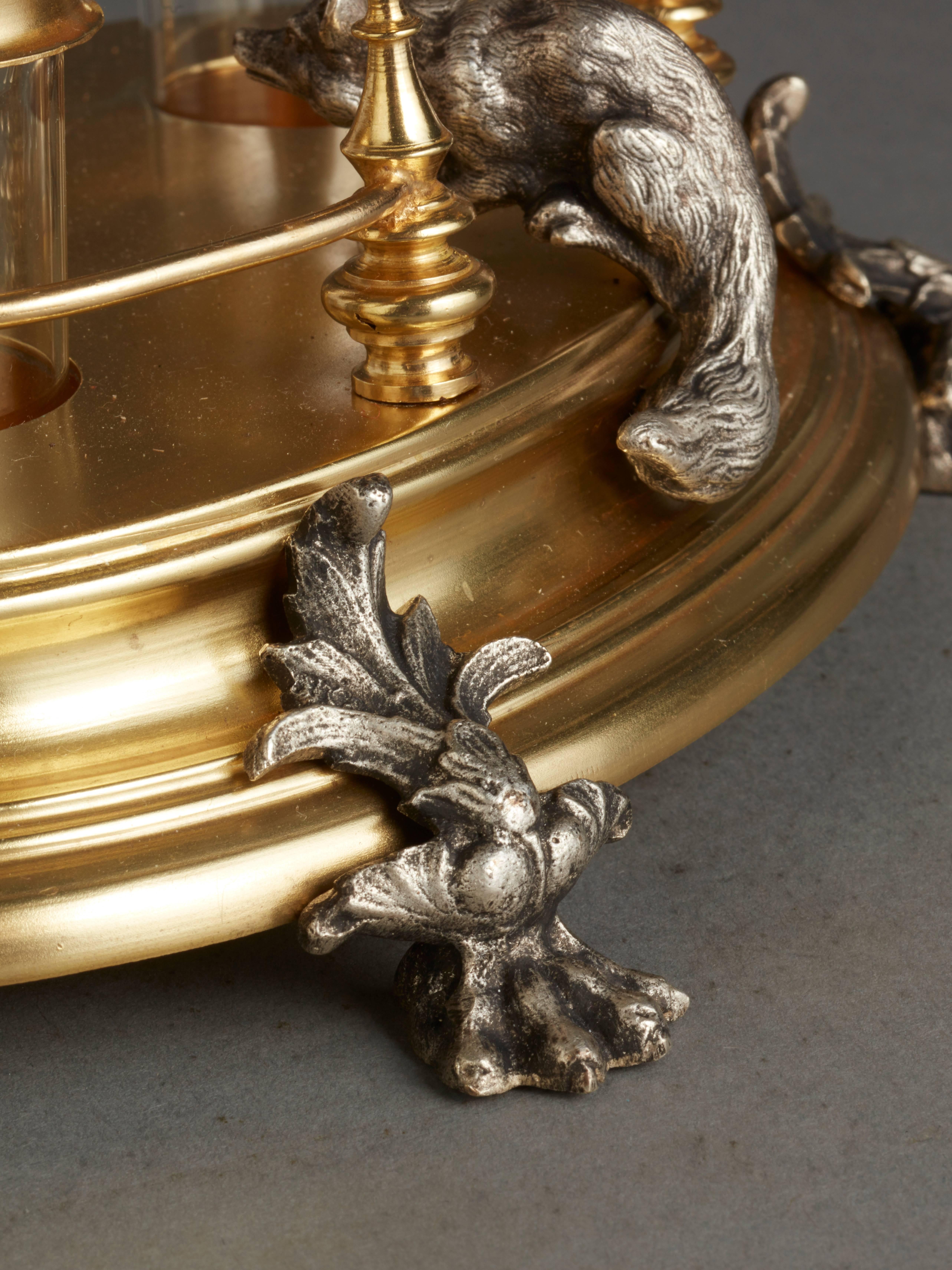 Desk Inkwell with Clock and Ringing Bell, circa 1860 For Sale 2