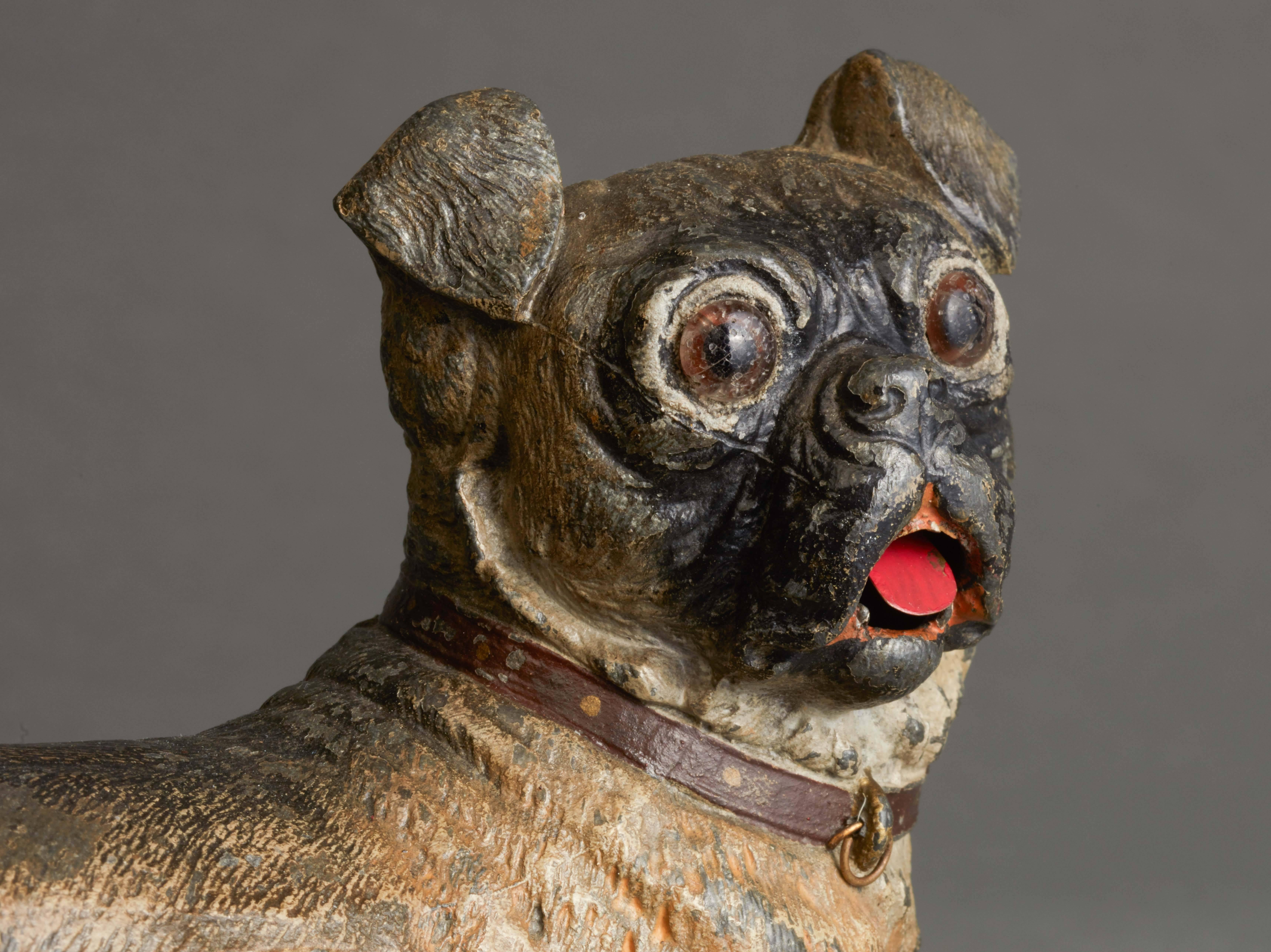 Animated Clock of a Pug Dog, circa 1880 In Good Condition For Sale In Amsterdam, Noord Holland