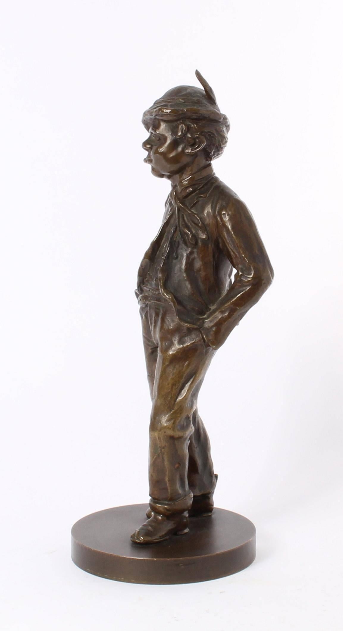 French 'Walking peasant', Lost Wax Patinated Bronze Sculpture, circa 1900 For Sale