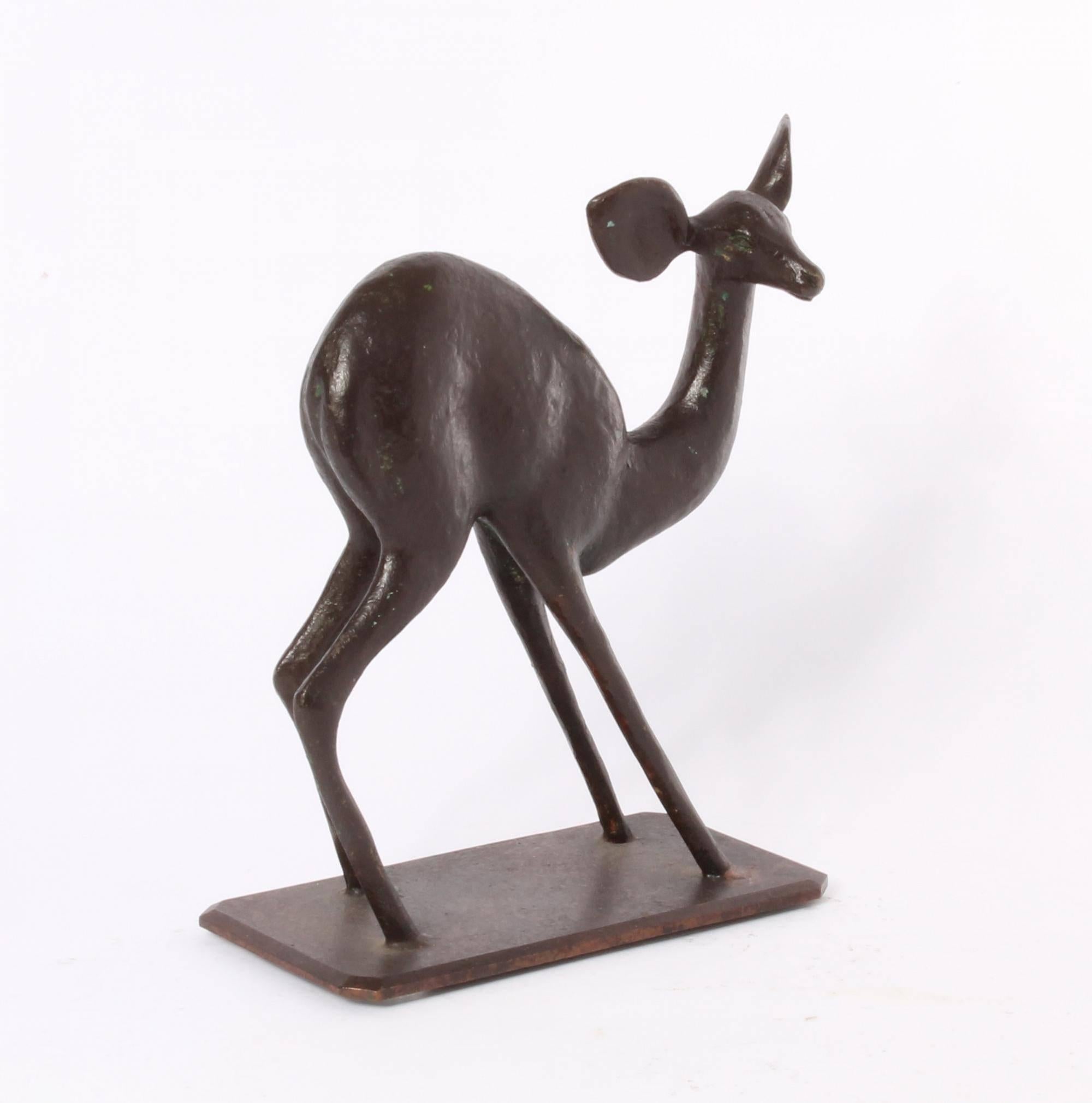 A French Art Deco bronze of a young deer, circa 1930