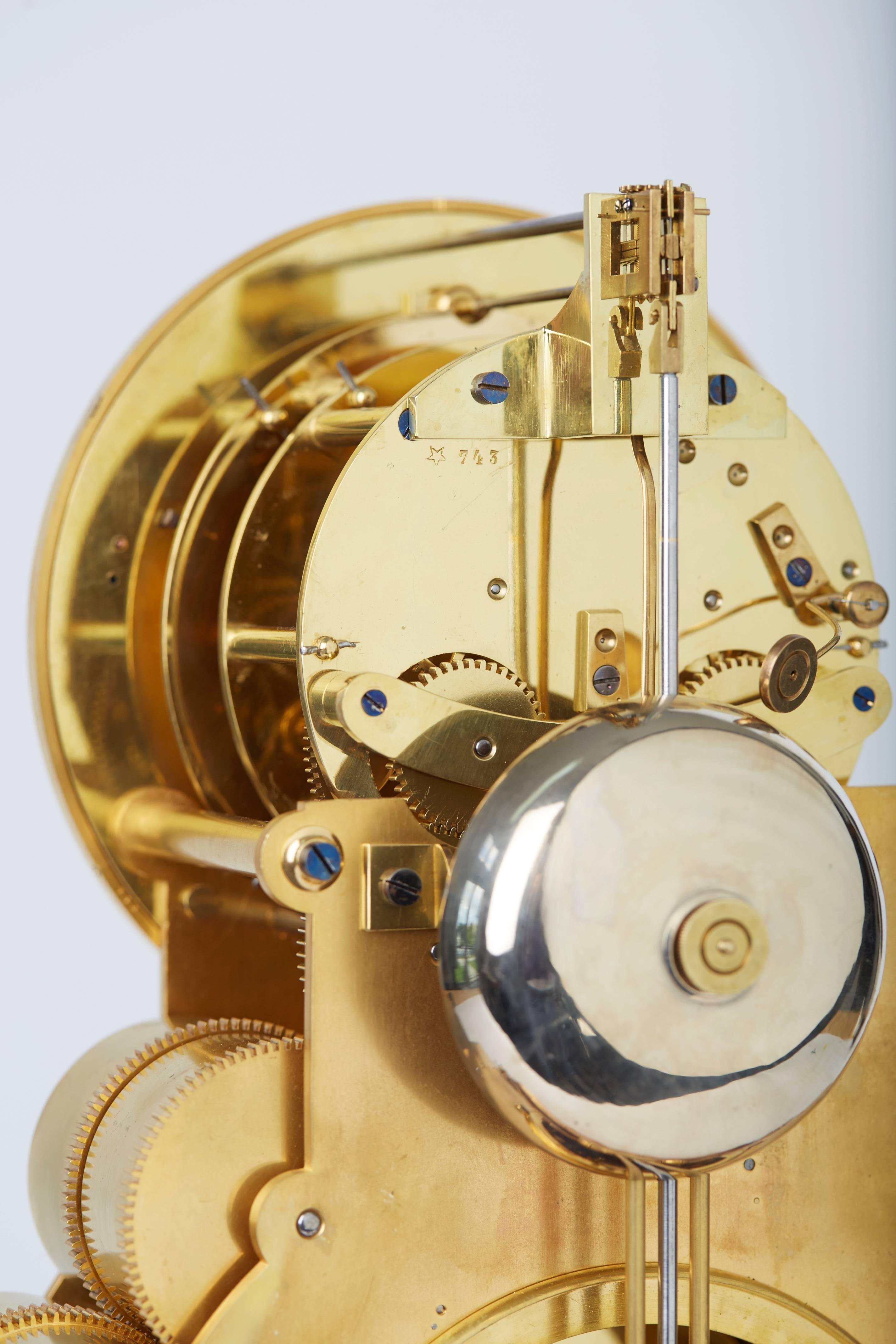 French Delettrez a Paris Clock with Achile Brocot Escapement, circa 1880 For Sale