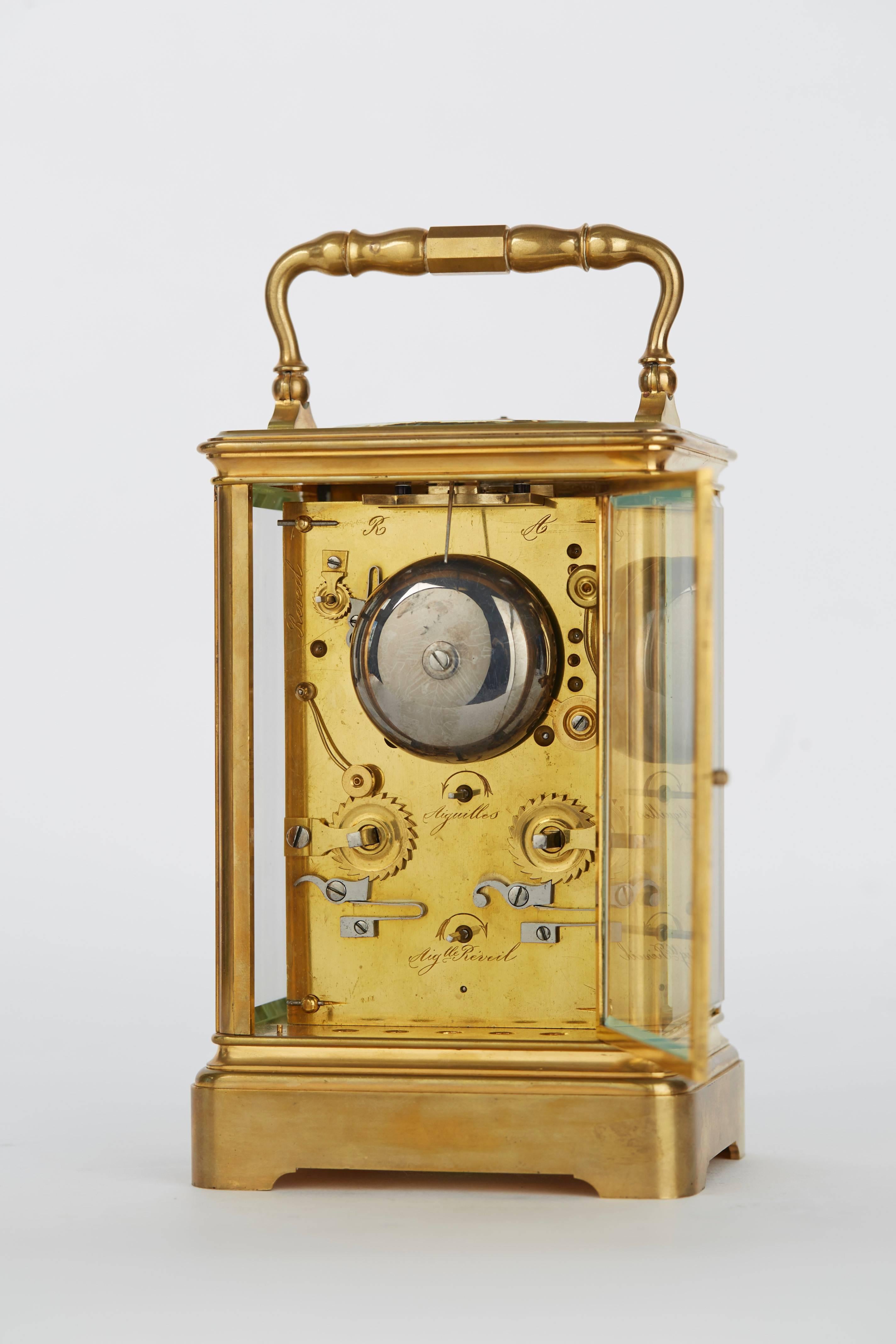 French Large Carriage Clock, Thomas, 8 Rue Abbatucci, Paris, circa 1880 For Sale