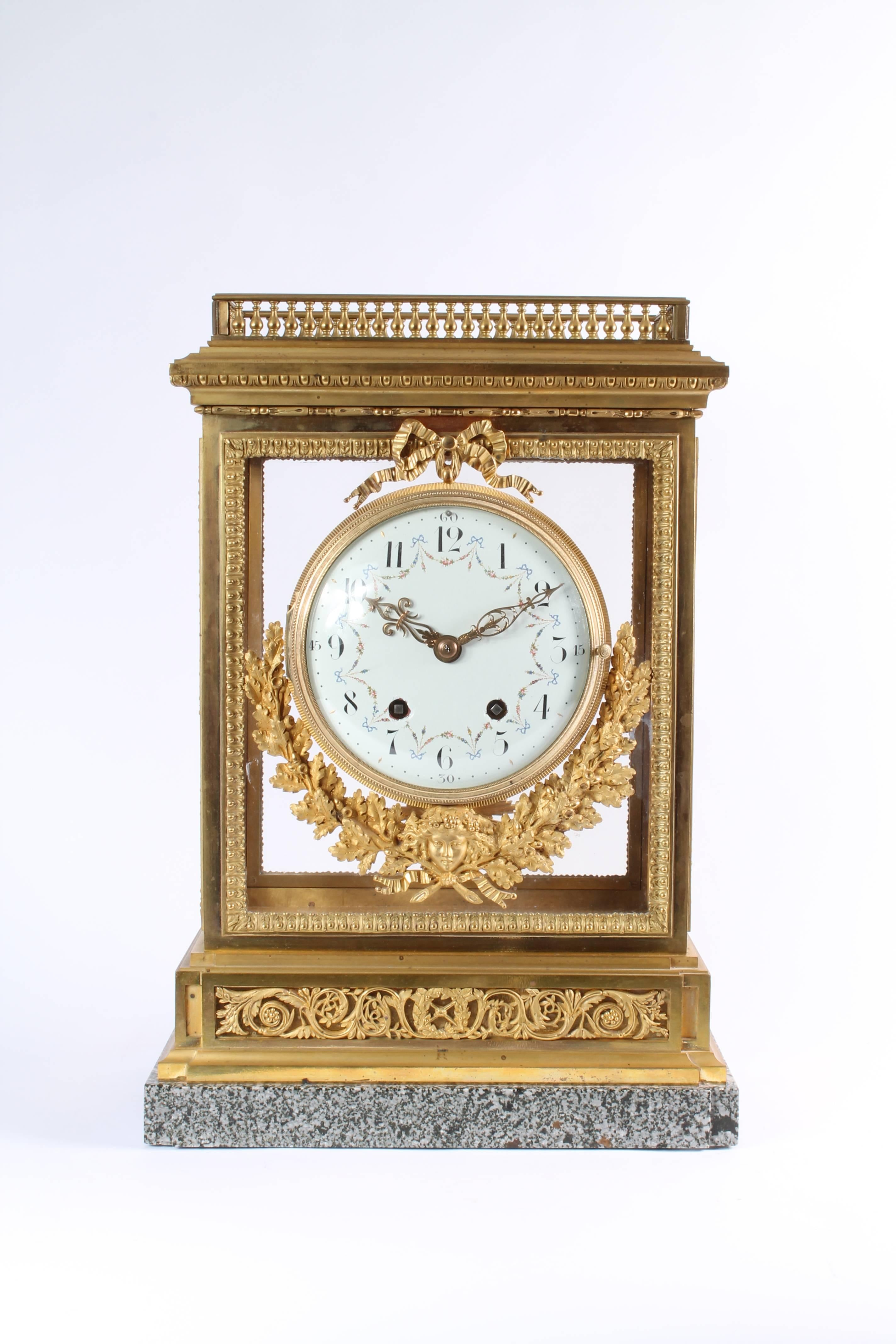 Late 19th Century Imposing Large French Louis XVI Style Gilt and Marble Mental Clock  For Sale