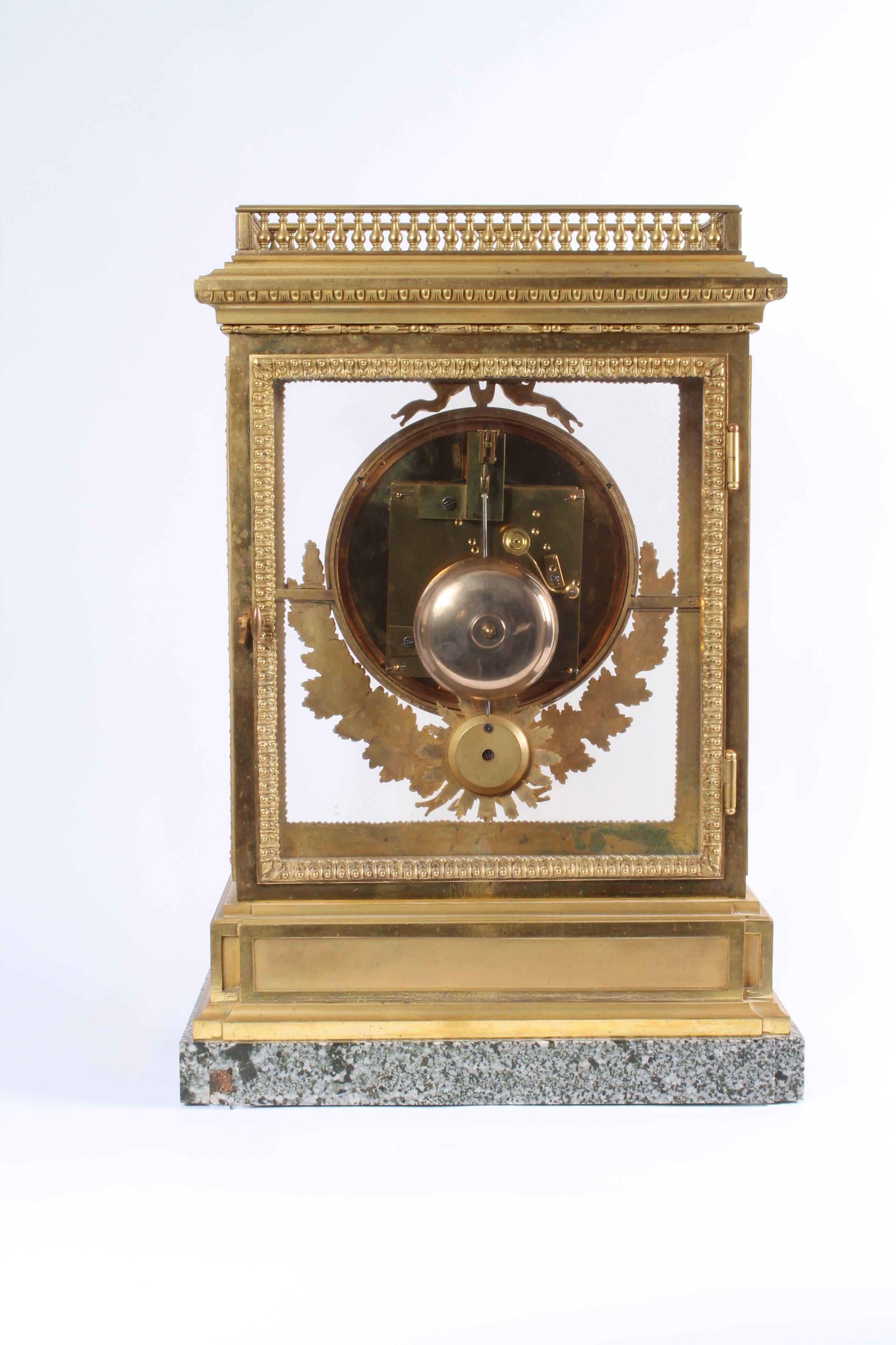 Imposing Large French Louis XVI Style Gilt and Marble Mental Clock  In Good Condition For Sale In Amsterdam, Noord Holland
