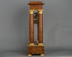 Good Well Figured Empire Burr Walnut Four Pillar Table Regulator, Signed