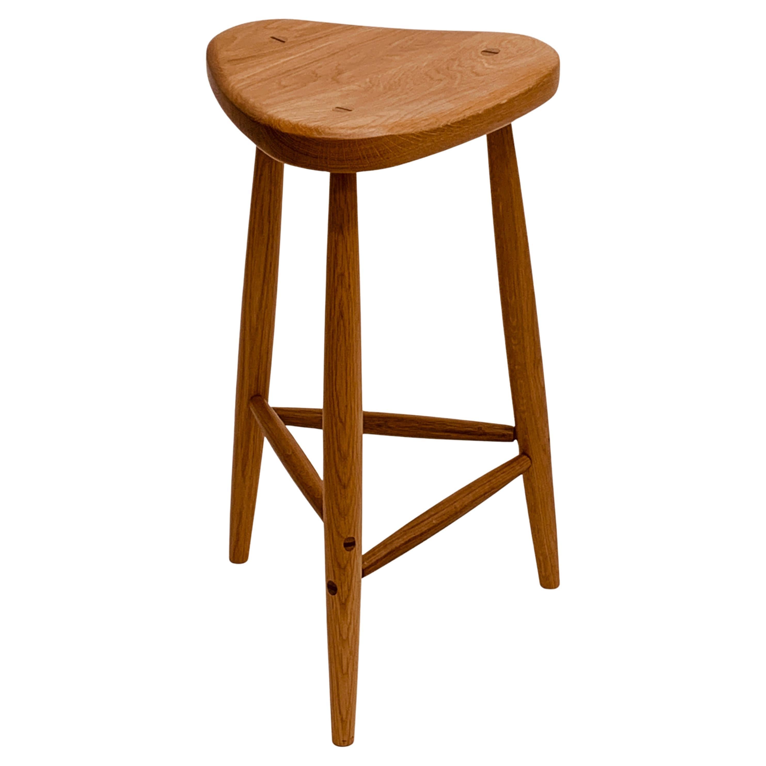 27-Inch Trina 3-Legged Stool in Red Oak with Wedged Through-Dowels
