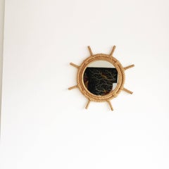 Rudder Shaped Rope Mirror by Audoux Minet, France, 1960s