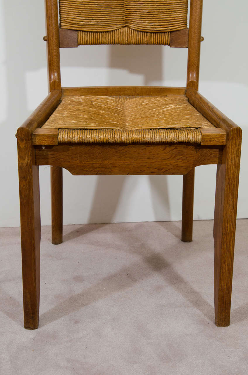 Mid-20th Century Set of Four French Oak Chairs by Guillerme & Chambron, France, 1960s