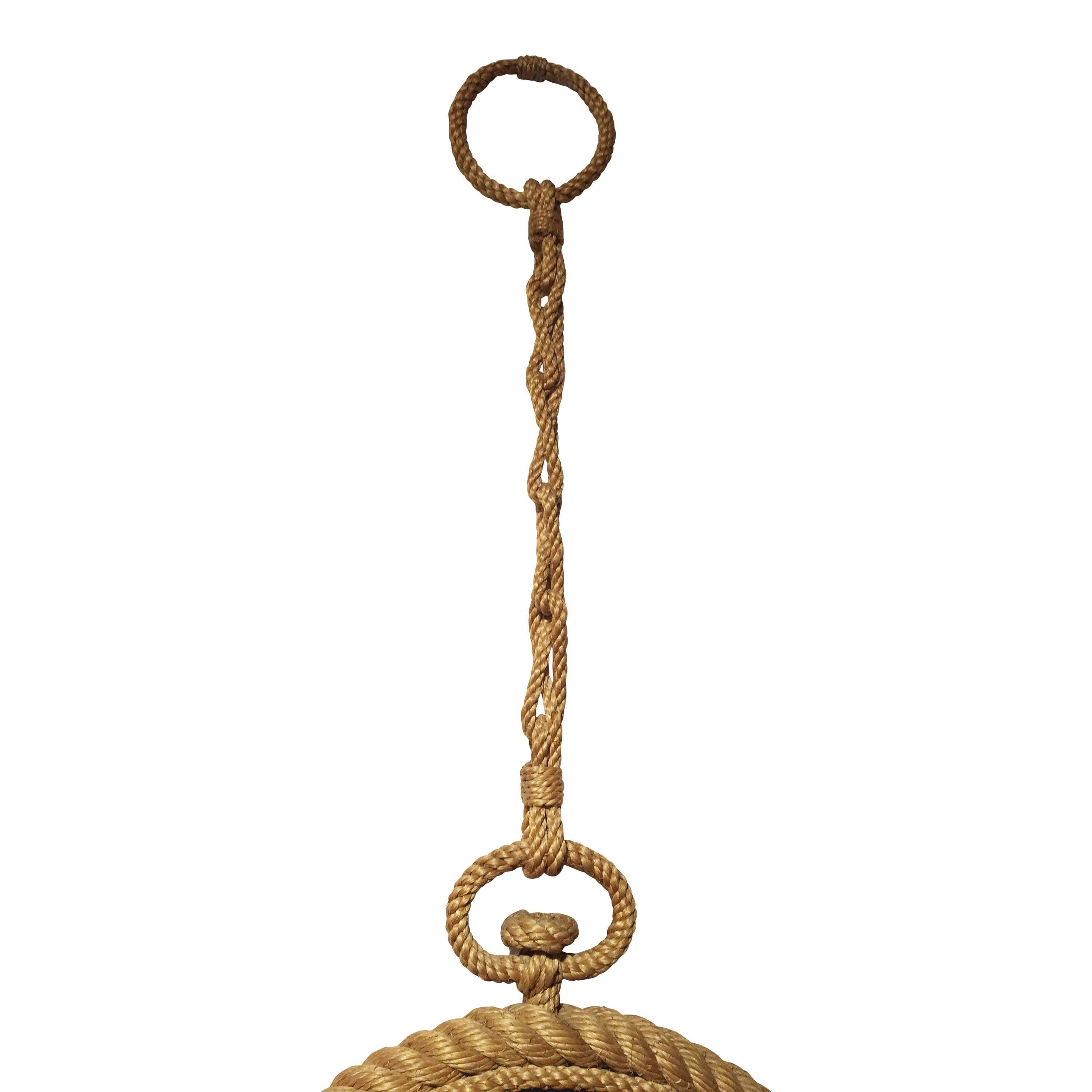 French Rope Mirror in the Shape of Pocket Watch by Audoux Minet, France, 1960s