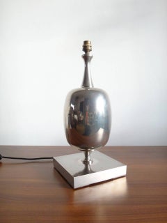 Rare Maison Barbier stainless steel lamp - France 1970's