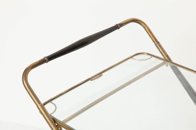 Cesare Lacca mahogany and brass foldable bar cart - Italy 1960's In Good Condition In New York, NY