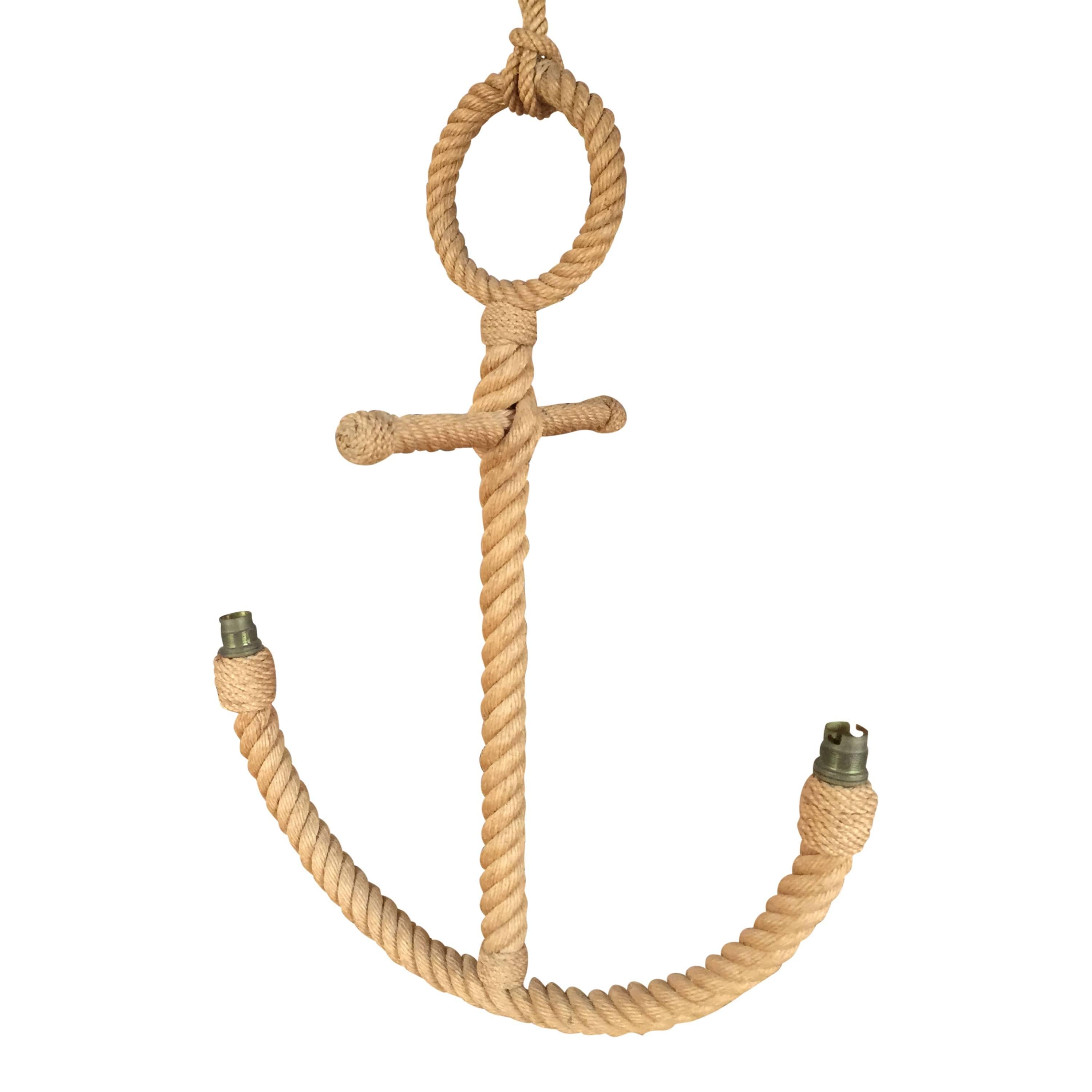 Large rope pendant by Audoux Minet.

European socket and wiring.