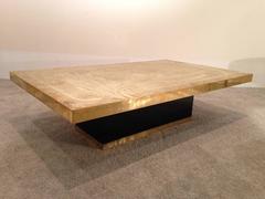 Signed Black Lacquer and Etched Bronze Table by A. Verneuil, France, 1970s