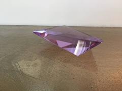 Bohemian Crystal Light, Purple Modernist Paperweight, Czech, 1970s