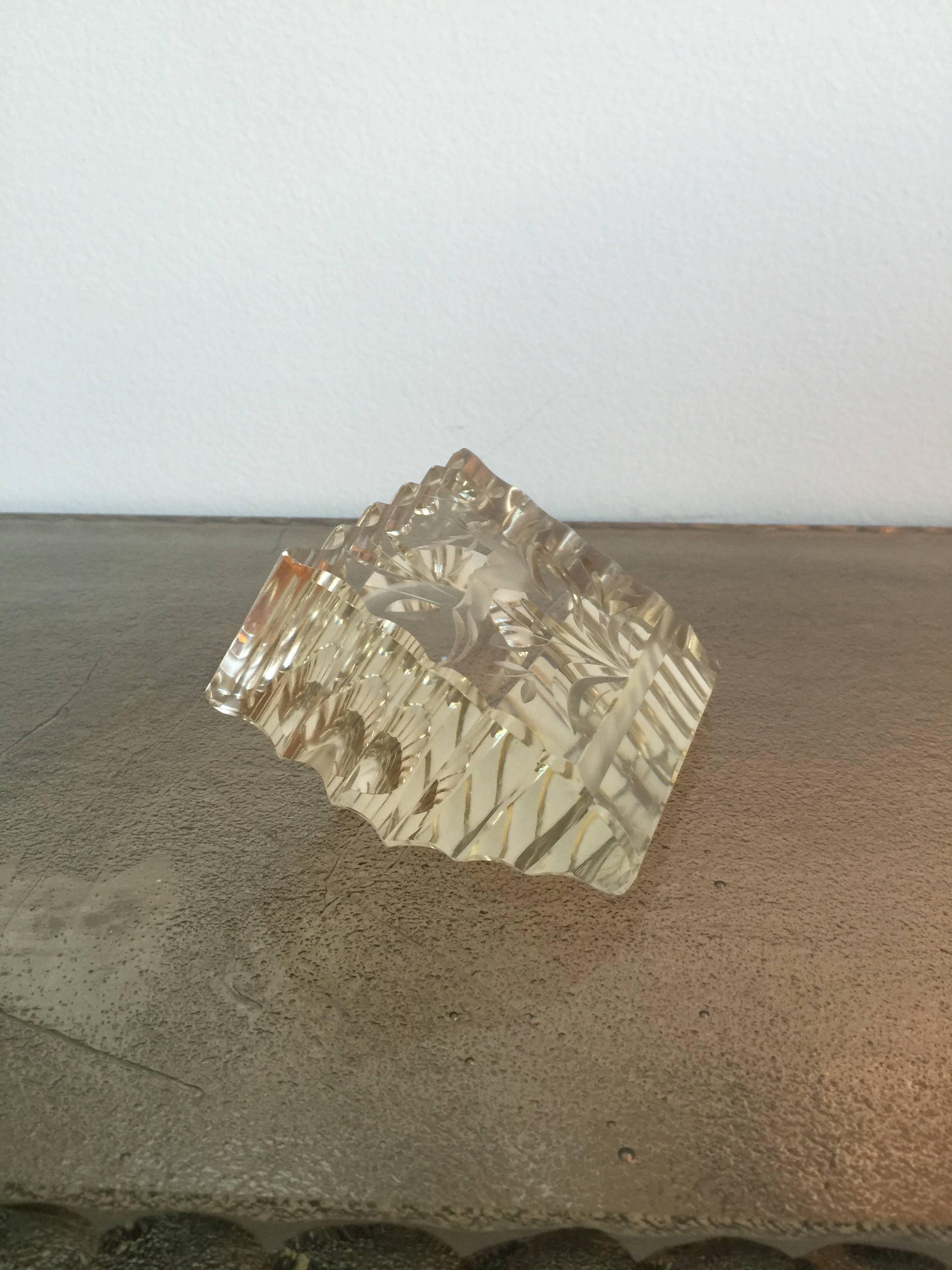 Carved Crystal Paperweight, France, 1940s In Good Condition In New York, NY