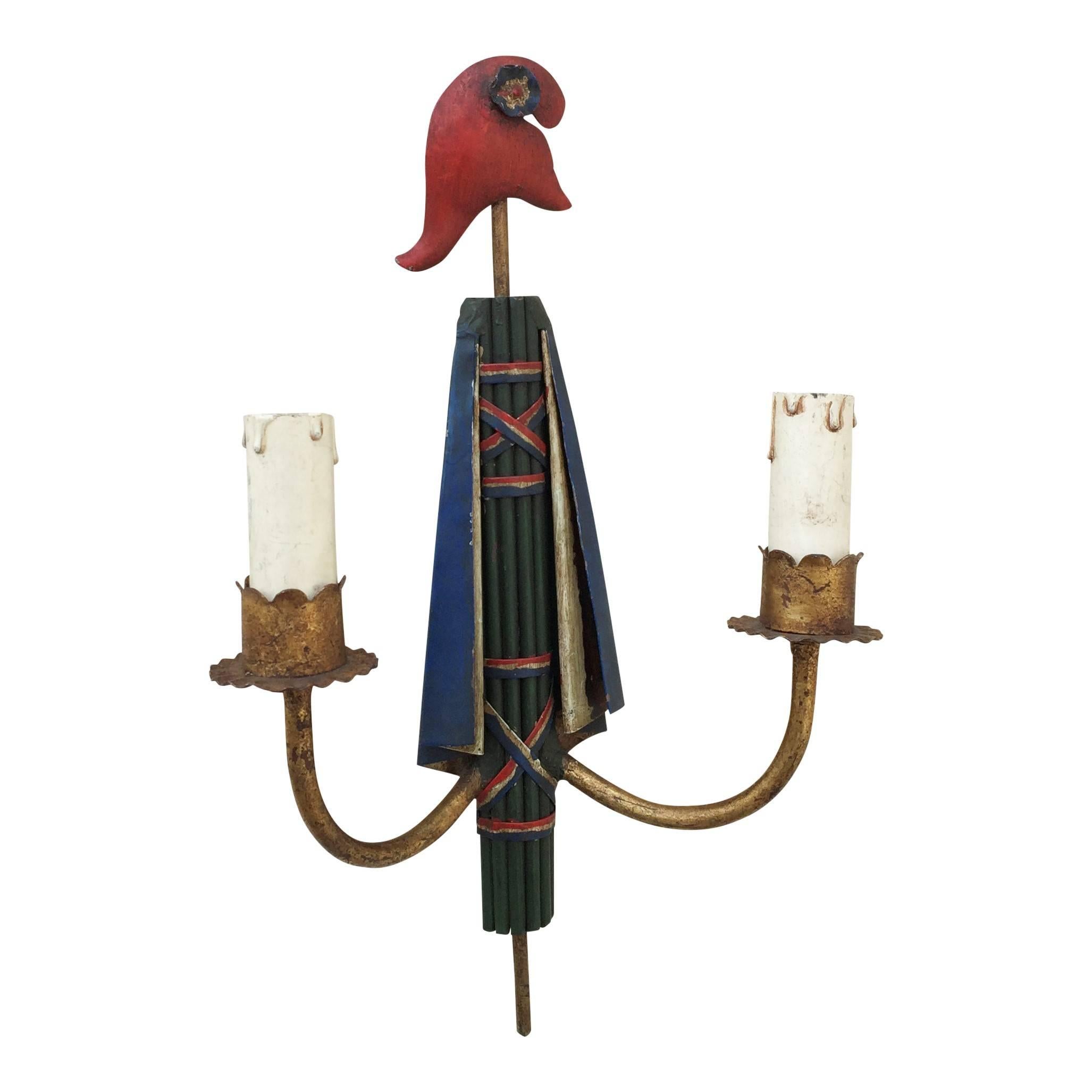 French Pair of Maison BaguèS Bastille Day Sconces, France, 1960s