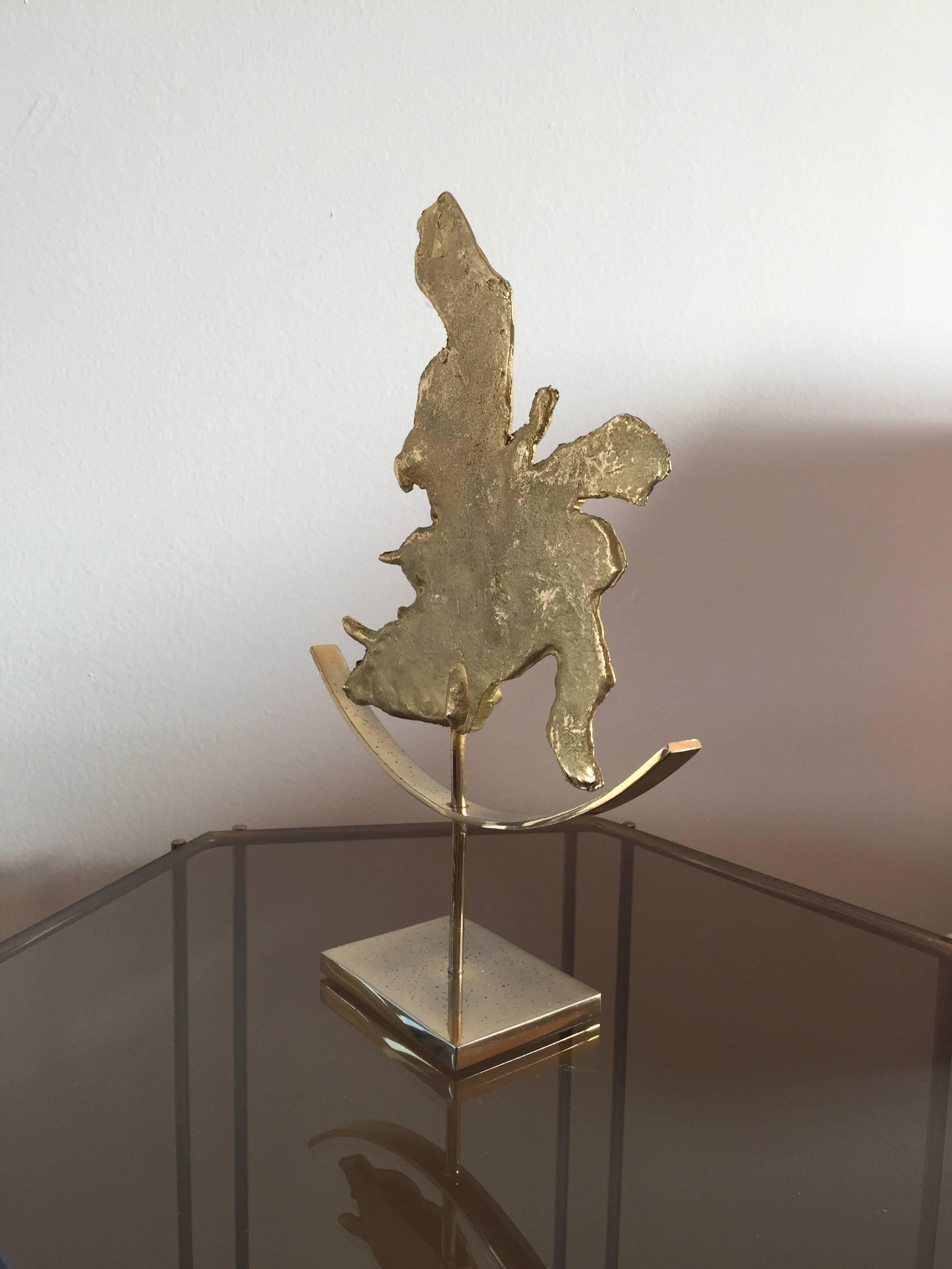 Abstract Brutalist Sculpture in Bronze Philippe Cheverny Attributed France 1970s In Good Condition In New York, NY