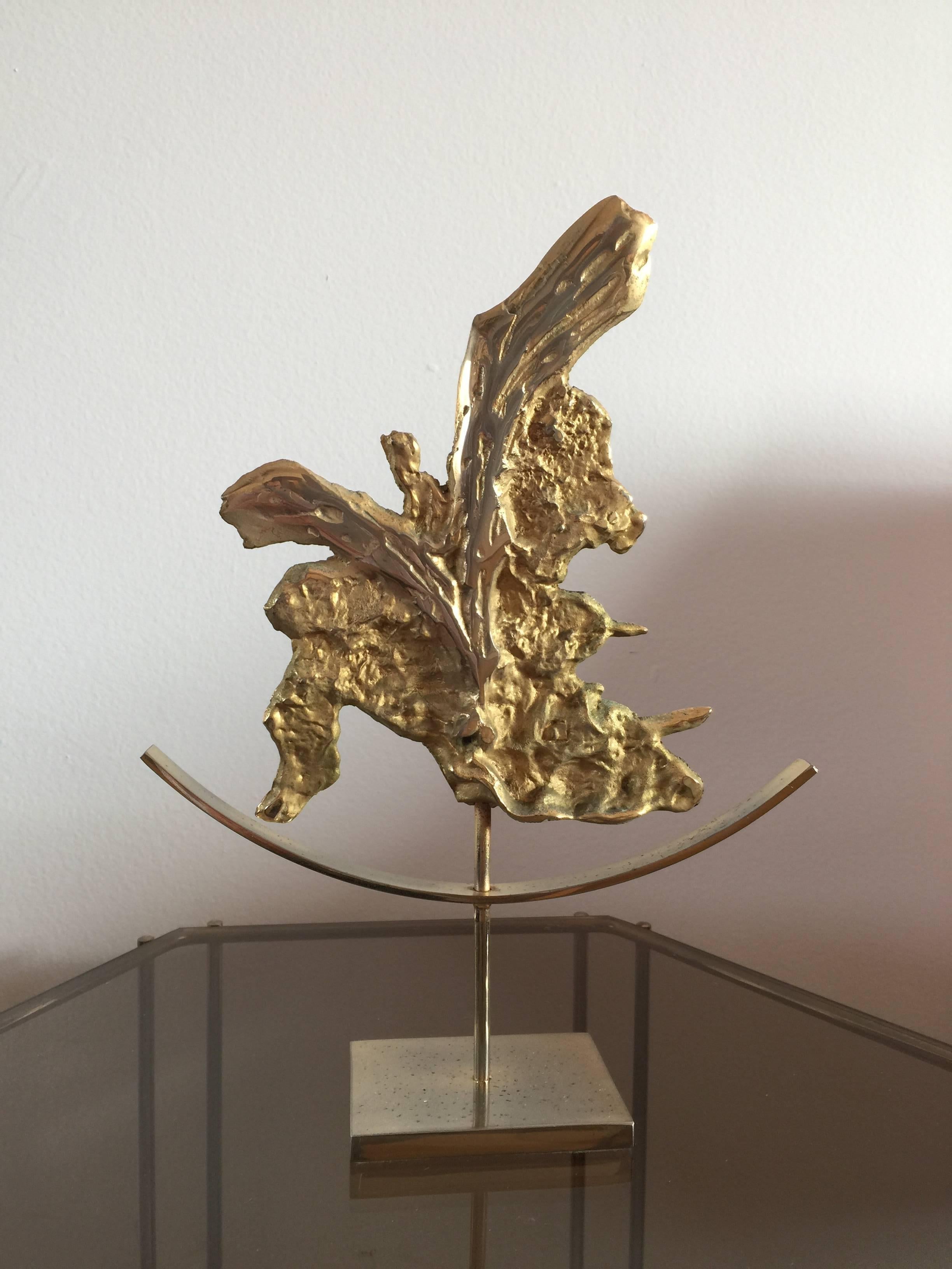 Late 20th Century Abstract Brutalist Sculpture in Bronze Philippe Cheverny Attributed France 1970s
