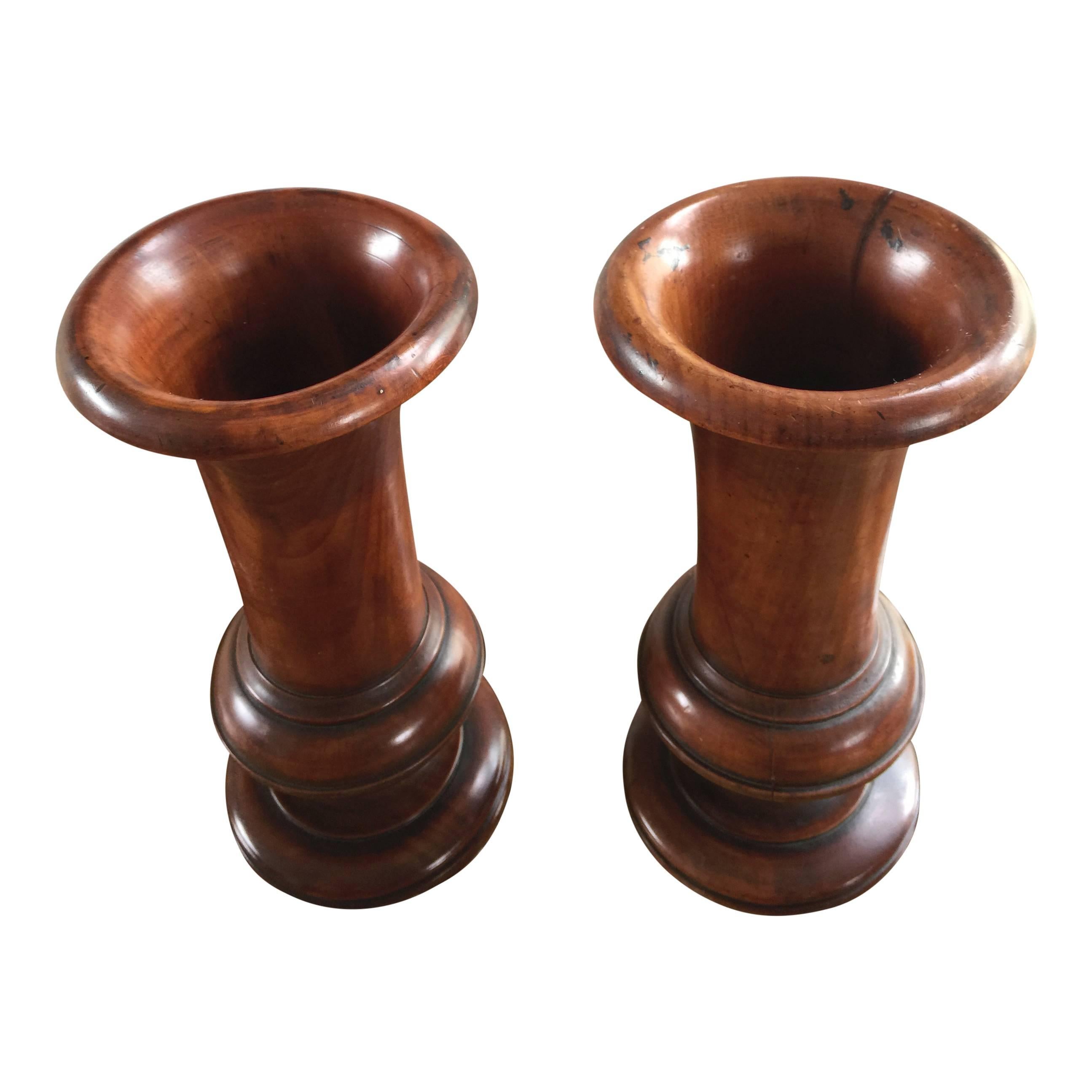Wood Pair of Miniature Medici Style Cassolettes Vases, France, 1950s