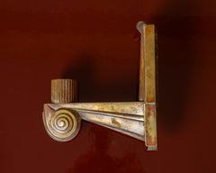 Art Deco Architectural Solid Single Bronze Sconce att. Leleu - France 1930's
