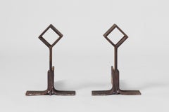 Pair of Brutalist "Losange" Andirons - France 1970's