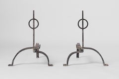 "Décalé" Asymmetrical Andirons - France 1970's