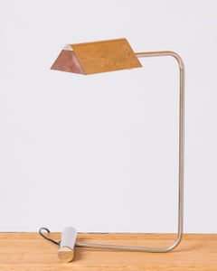 Rare Nickel Plated Bronze Table Lamp by R. Nathan - France 1970's