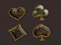 Four Small Vide-Poches in Patinated Bronze w. a Verdigris Finish - France 1960's