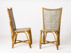 Pair of High-Backed Rattan Chairs with a Trapezoidal Shape - France 1950's