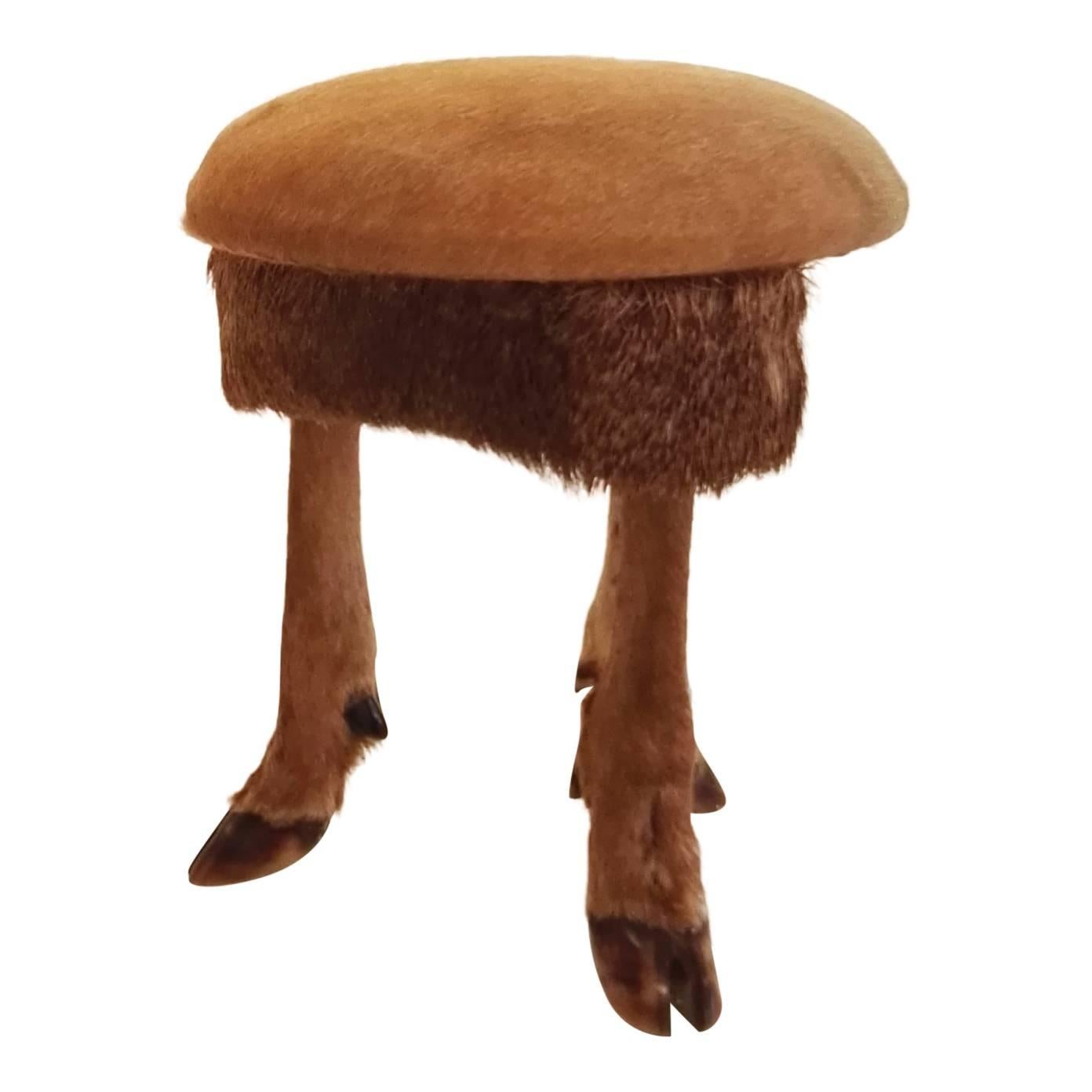 Unusual Midcentury Deer Stool, France, 1960s  In Good Condition In New York, NY