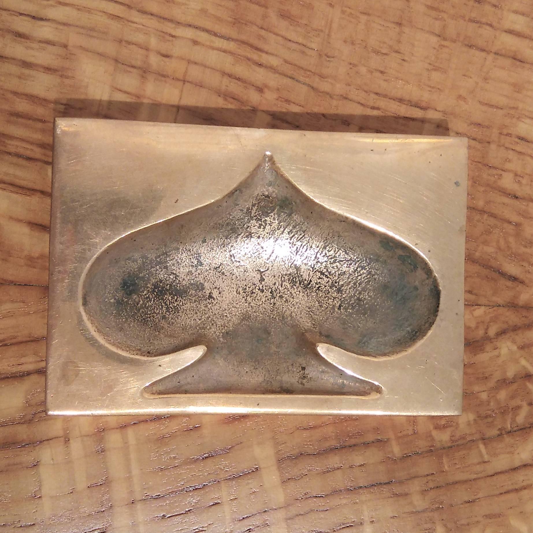 Patinated Heavy Solid Bronze Clover Shaped Paperweight, France, 1970s For Sale