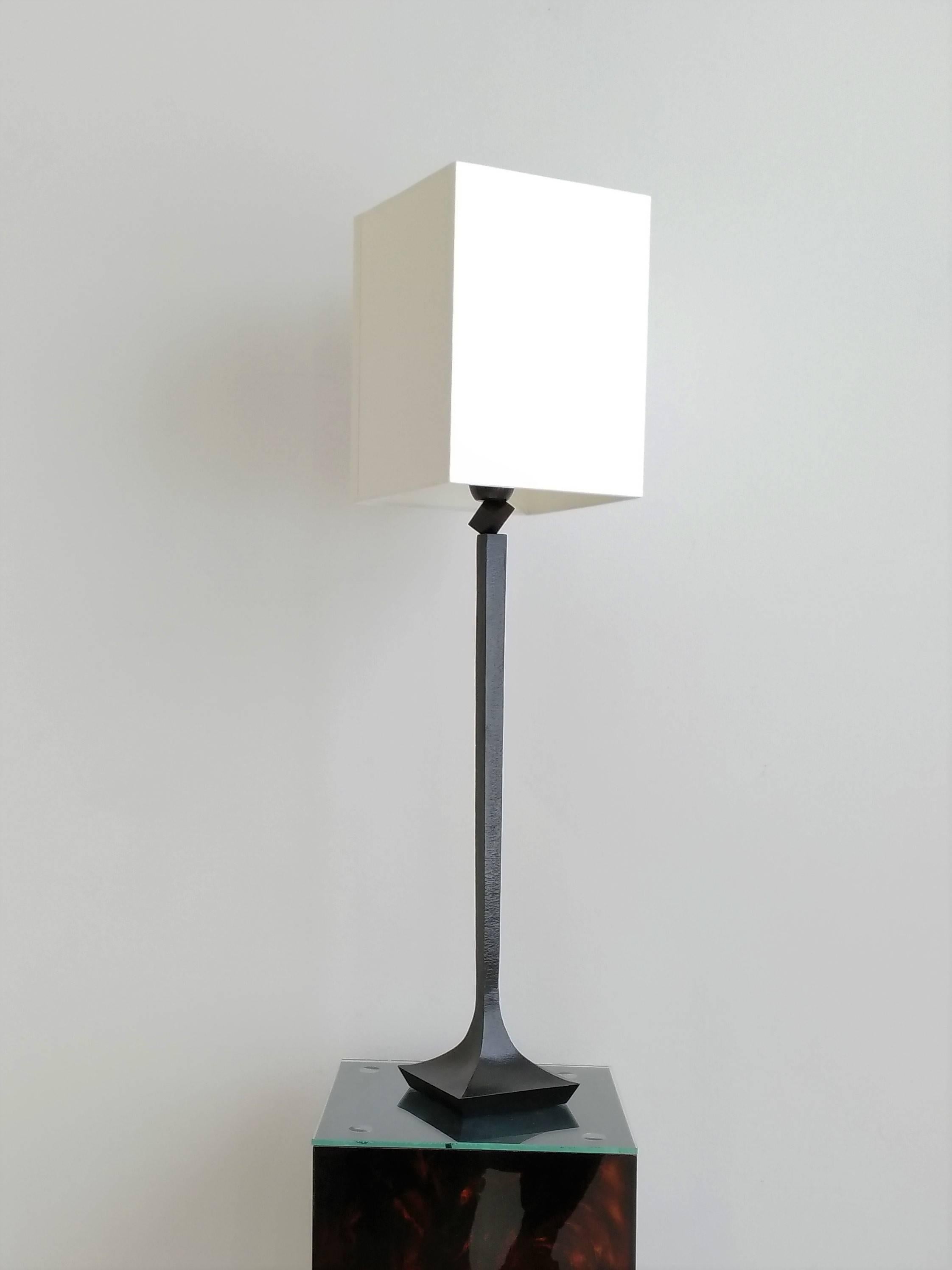 French Pair of Solid Bronze Table Lamps by Richard Peduzzi, France, 2005