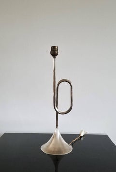 Silver Plated Trumpet Shaped Table Lamp France, 1970s