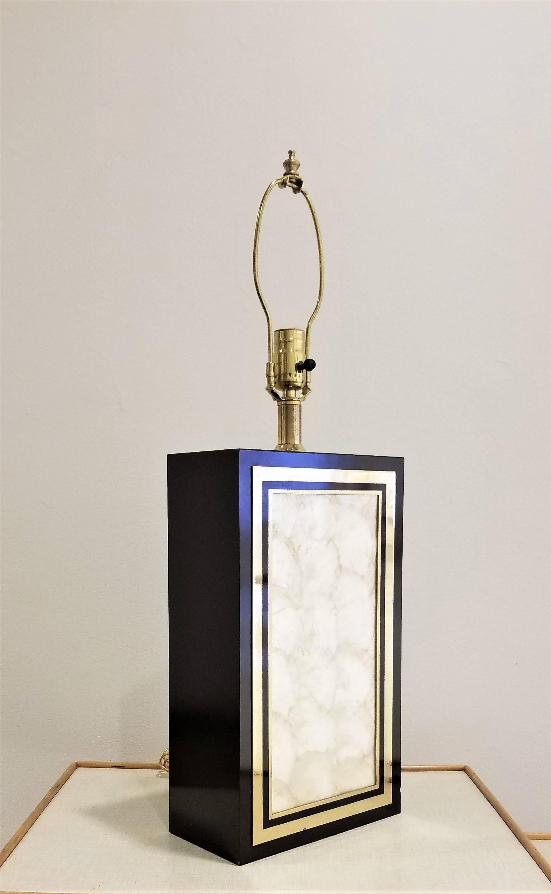 Late 20th Century Mother-of-Pearl and Laminate Table Lamp, France, 1970s