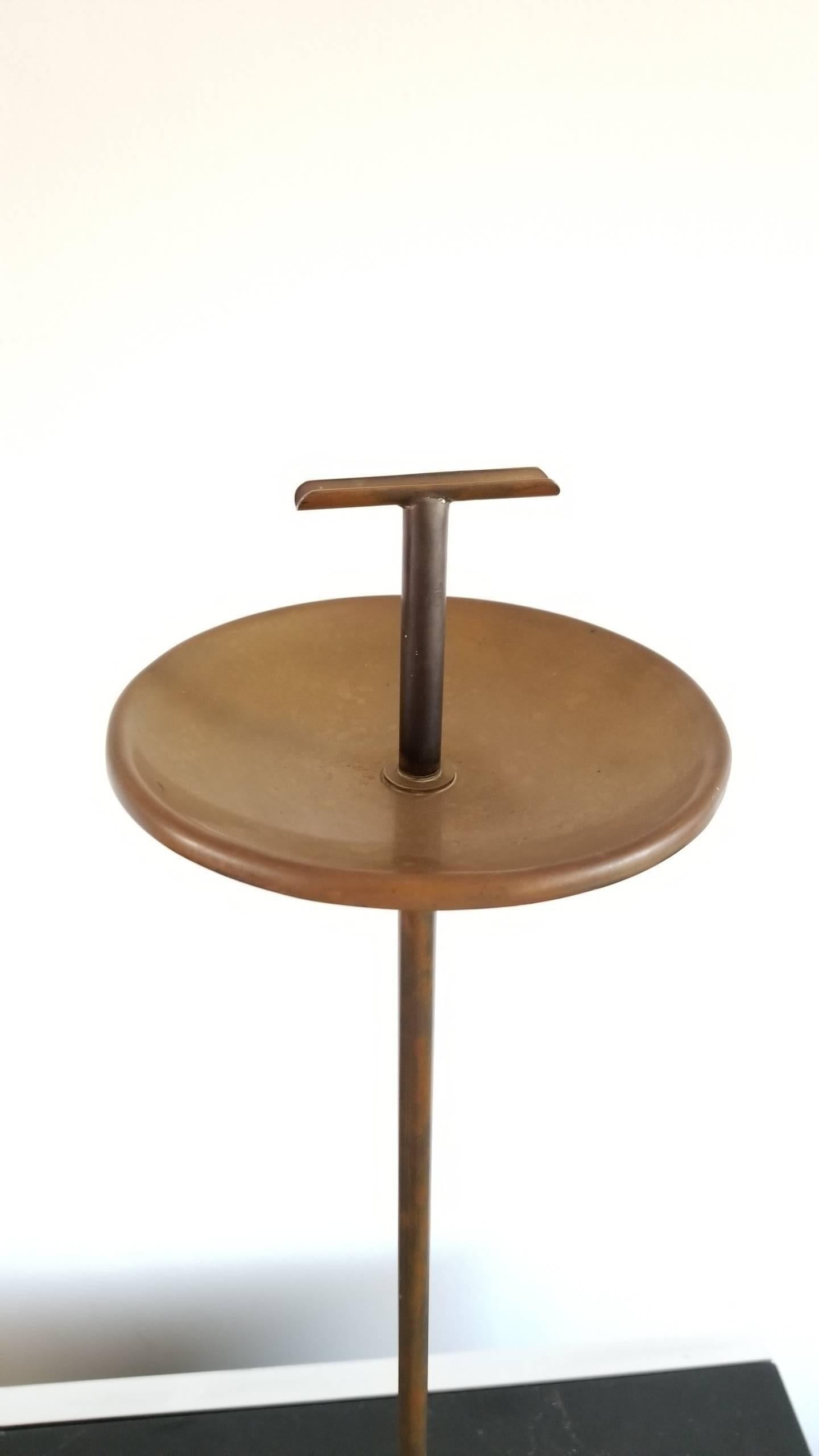 Patinated Brass and Red Marble Ashtray on Stand, Italy, 1950s 2