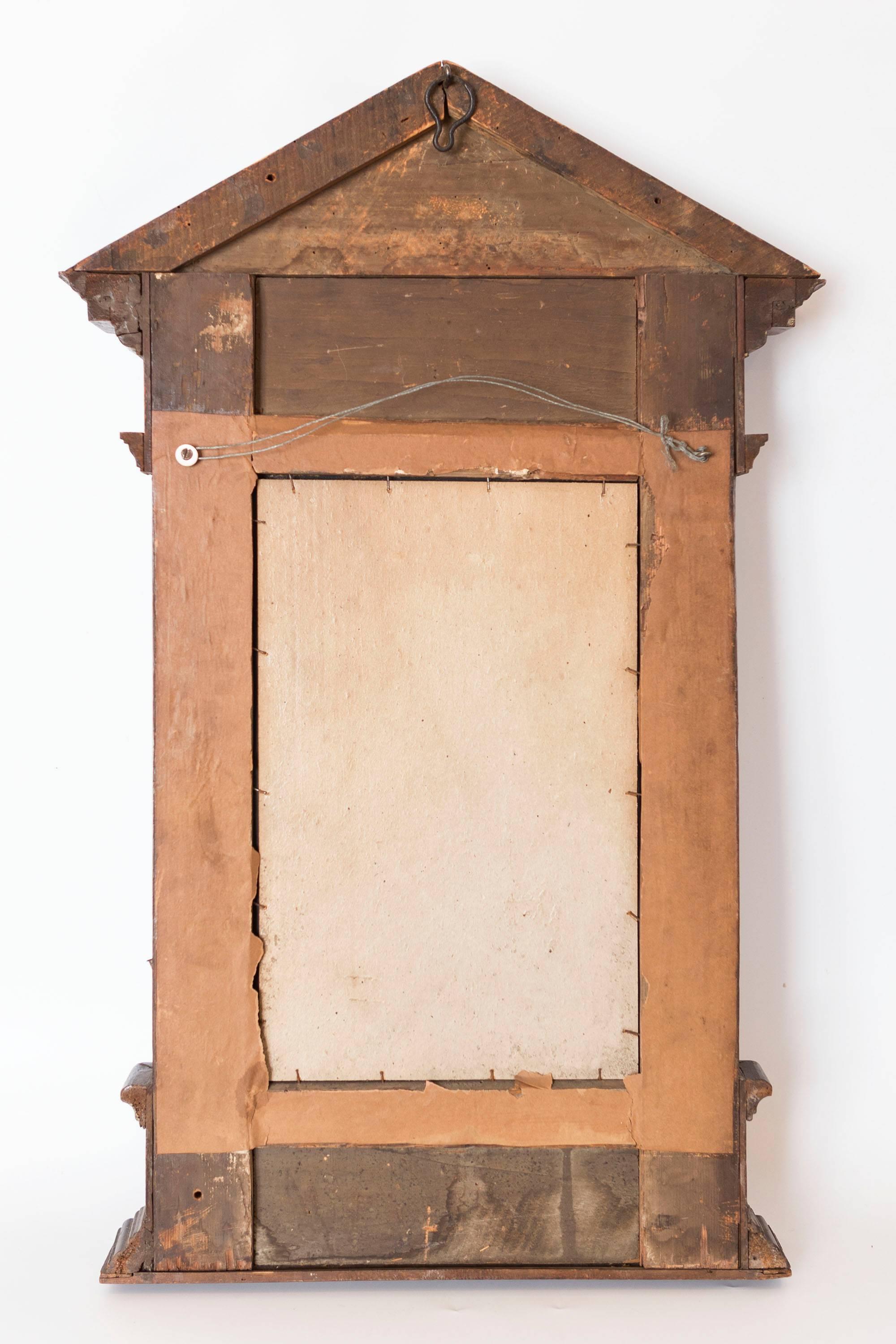 18th Century Italian Wood Mirror with Pediment and Cherub Detail 5
