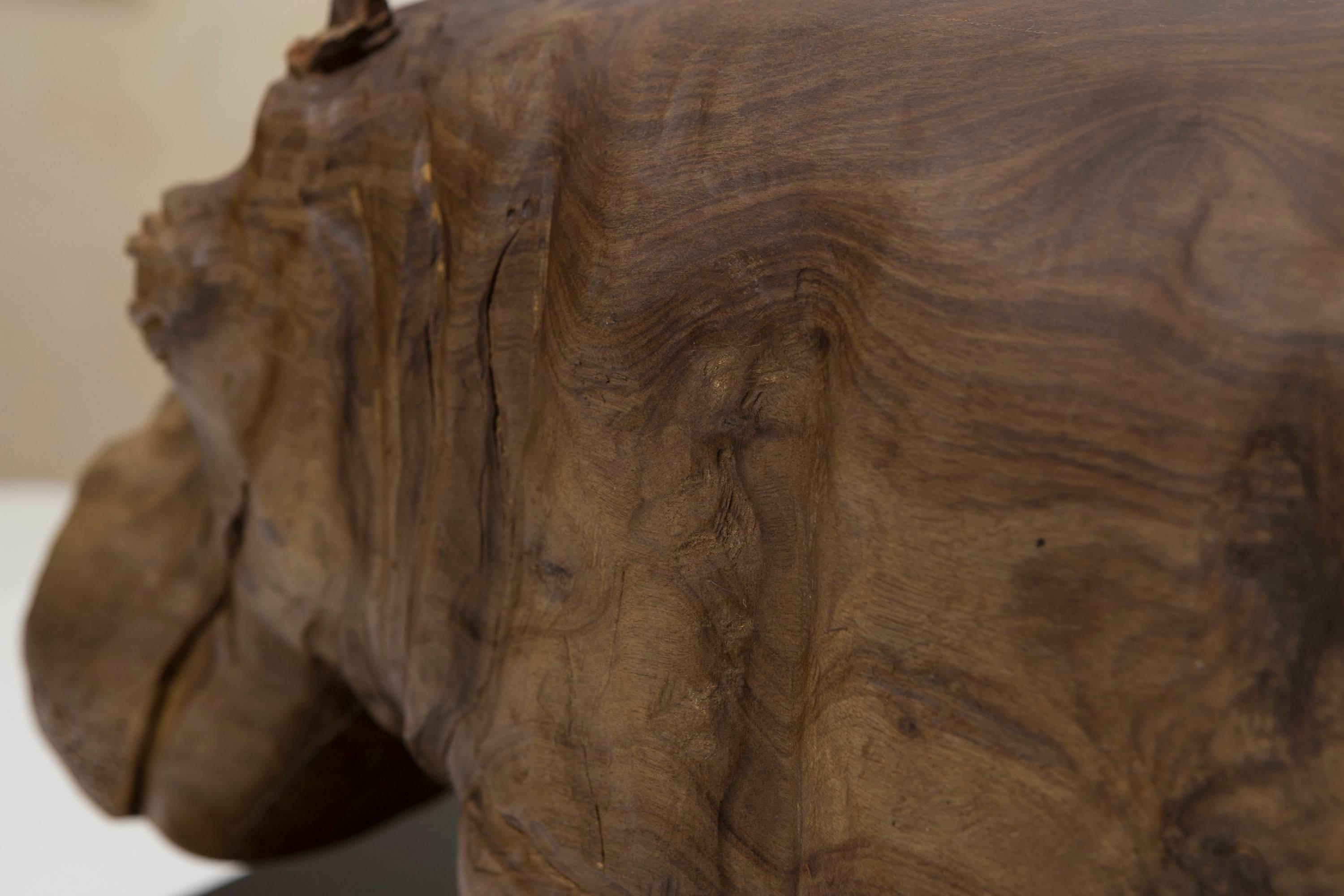 Hardwood 20th Century Solid Wood Hippopotamus Sculpture