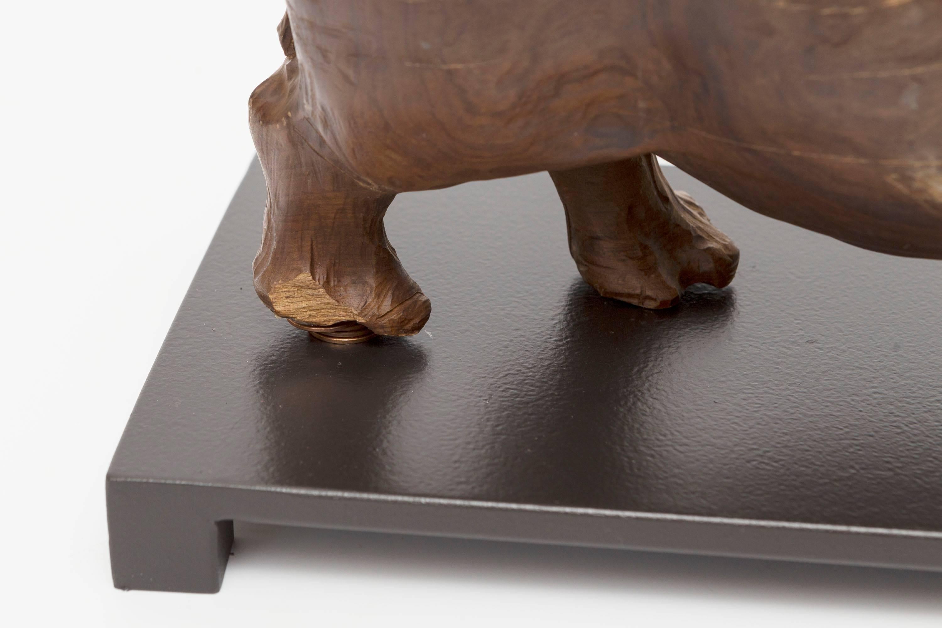 20th Century Solid Wood Hippopotamus Sculpture 4