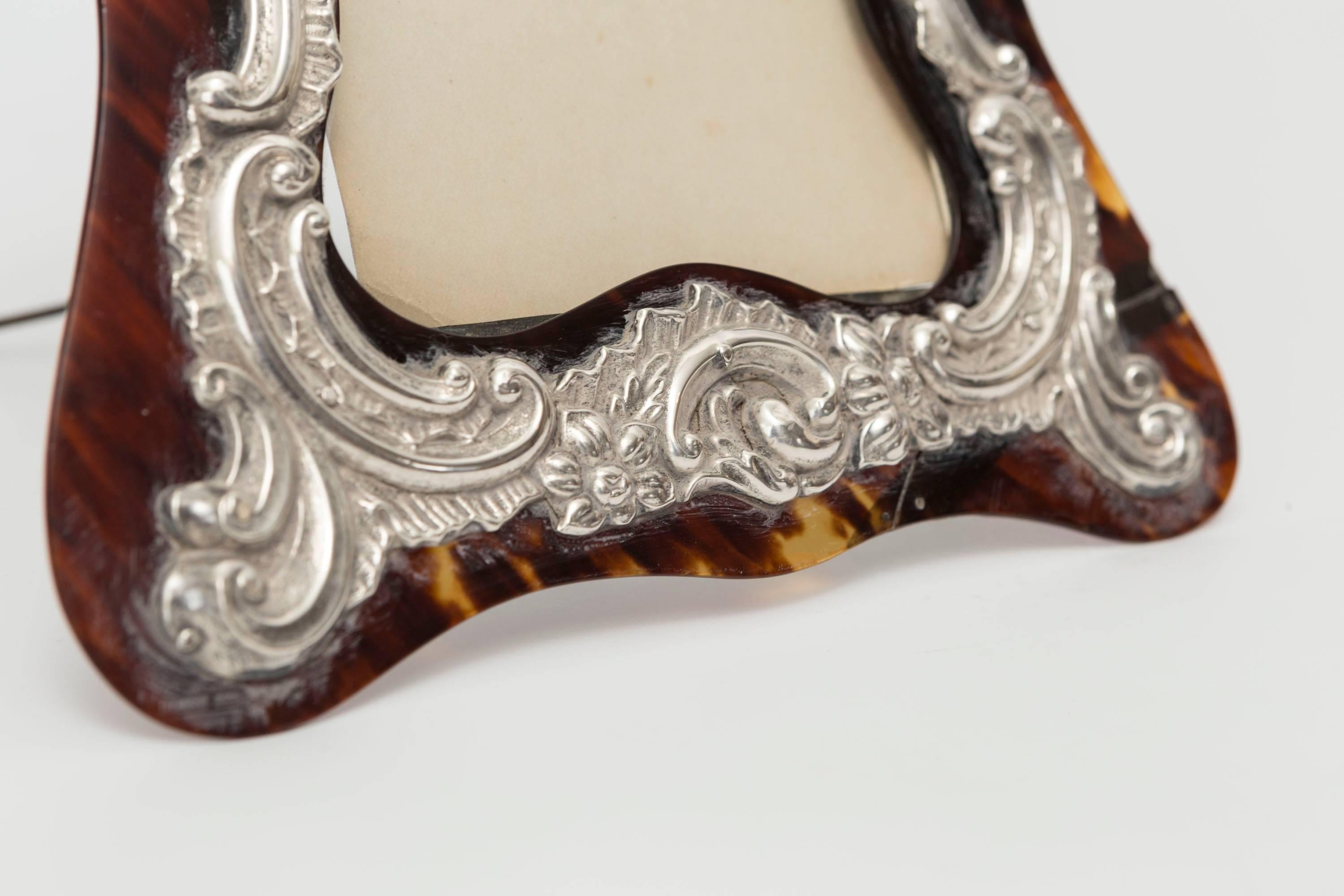 19th Century Tortoiseshell Picture Frame with Silver Mounts 4