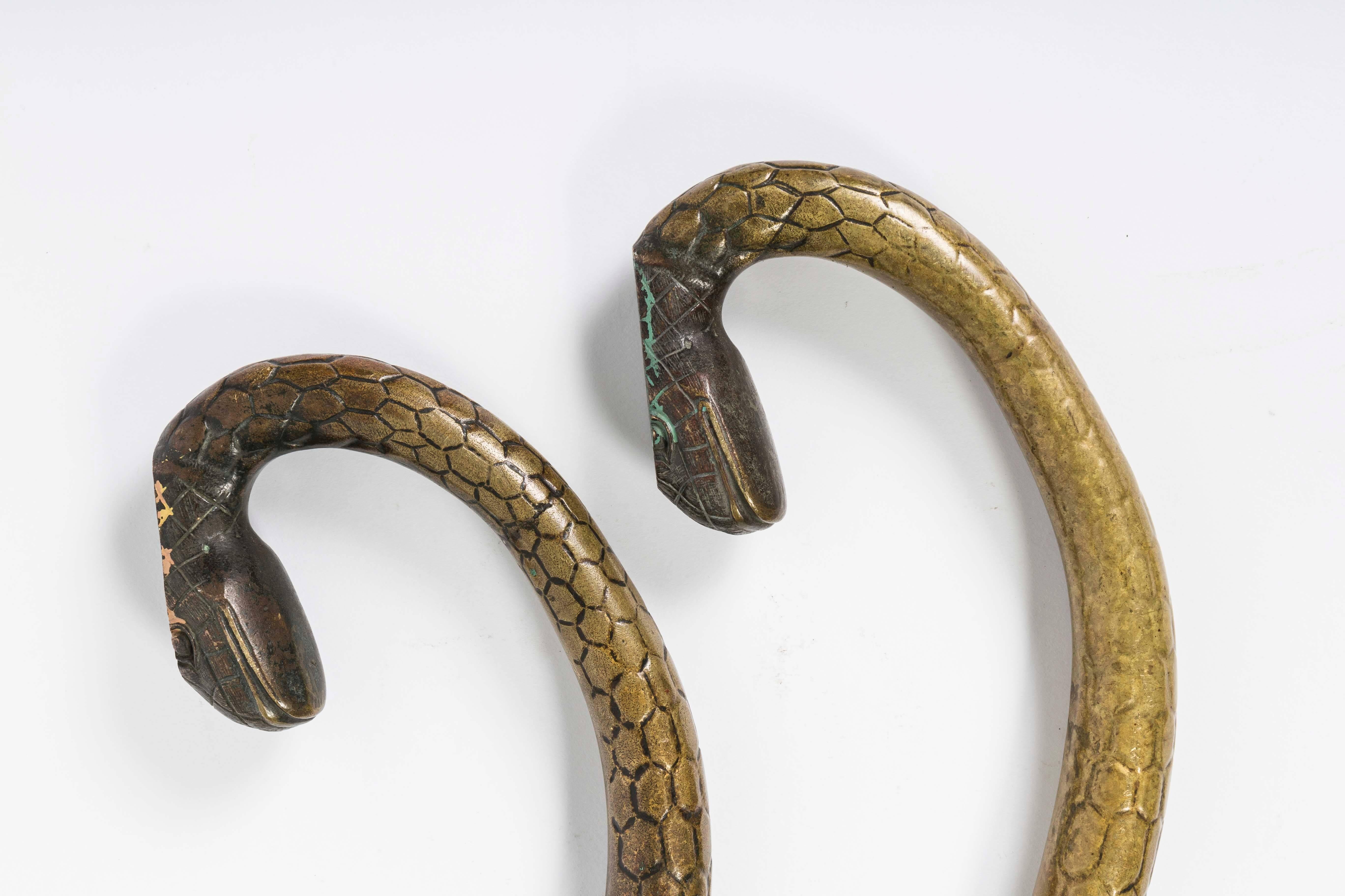 Unknown 19th Century Bronze Snake Door Handles or Pulls